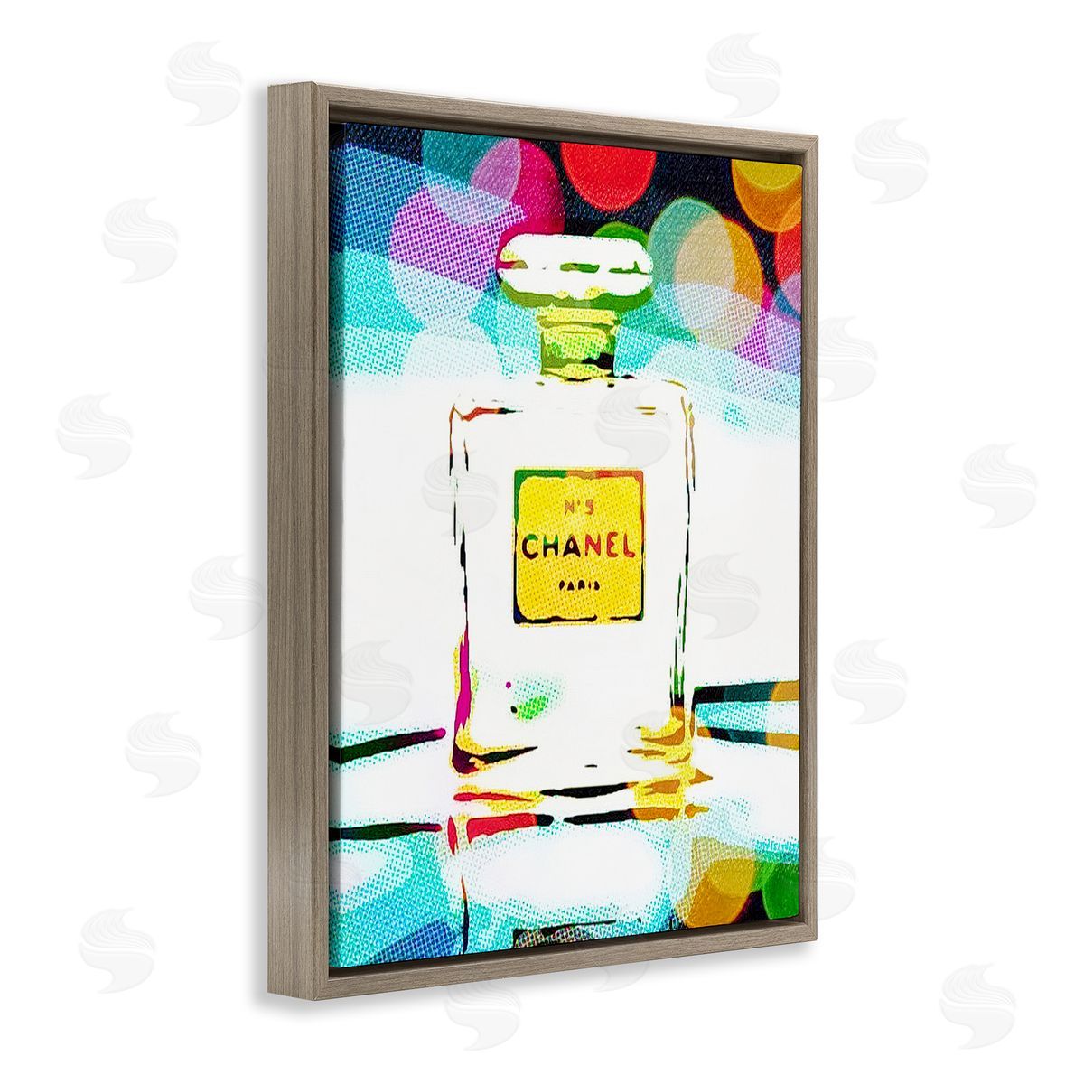 Perfume with Modern Bokeh Brown Floating Frame Canvas Wall Art, Home Decor by Graffi*tee Studios