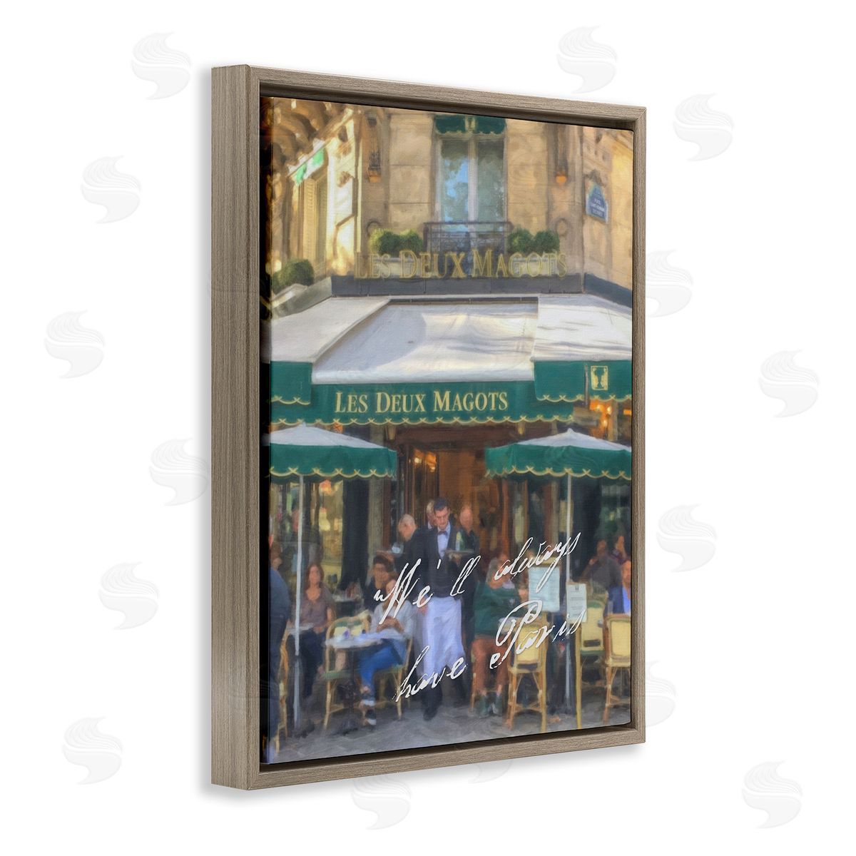 Always Have Paris Bistro Brown Floating Frame Canvas Wall Art, Home Decor by Graffi*tee Studios