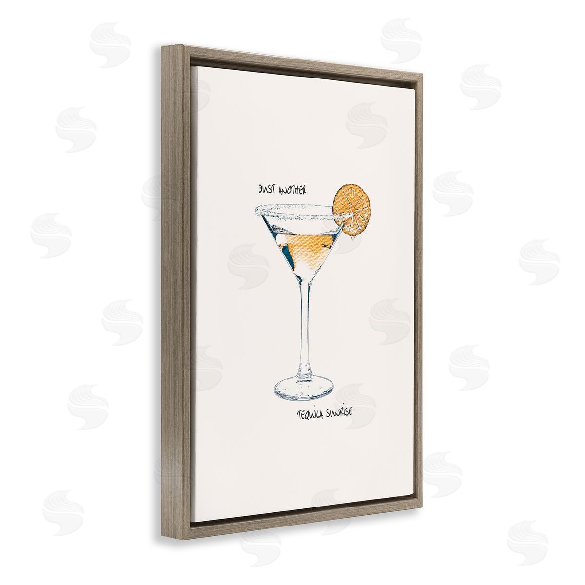 Just Another Tequilla Sunrise Brown Floating Frame Canvas Wall Art, Home Decor by Graffi*tee Studios