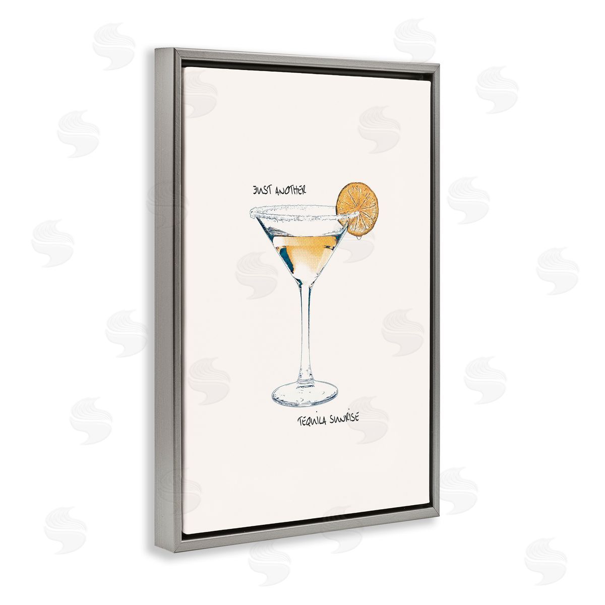 Just Another Tequilla Sunrise Grey Floating Frame Canvas Wall Art, Home Decor by Graffi*tee Studios