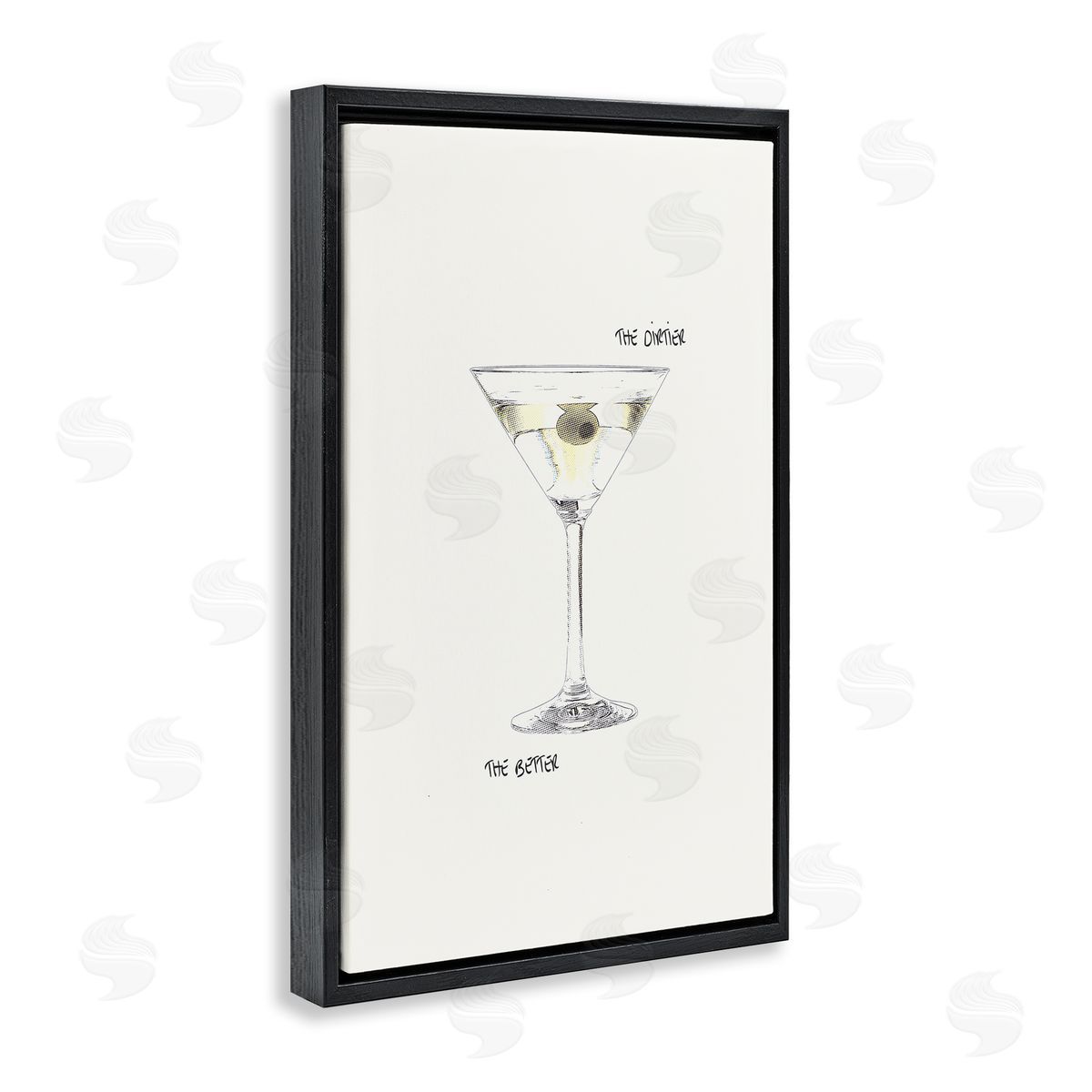 Dirtier The Better Martini Black Floating Frame Canvas Wall Art, Home Decor by Graffi*tee Studios