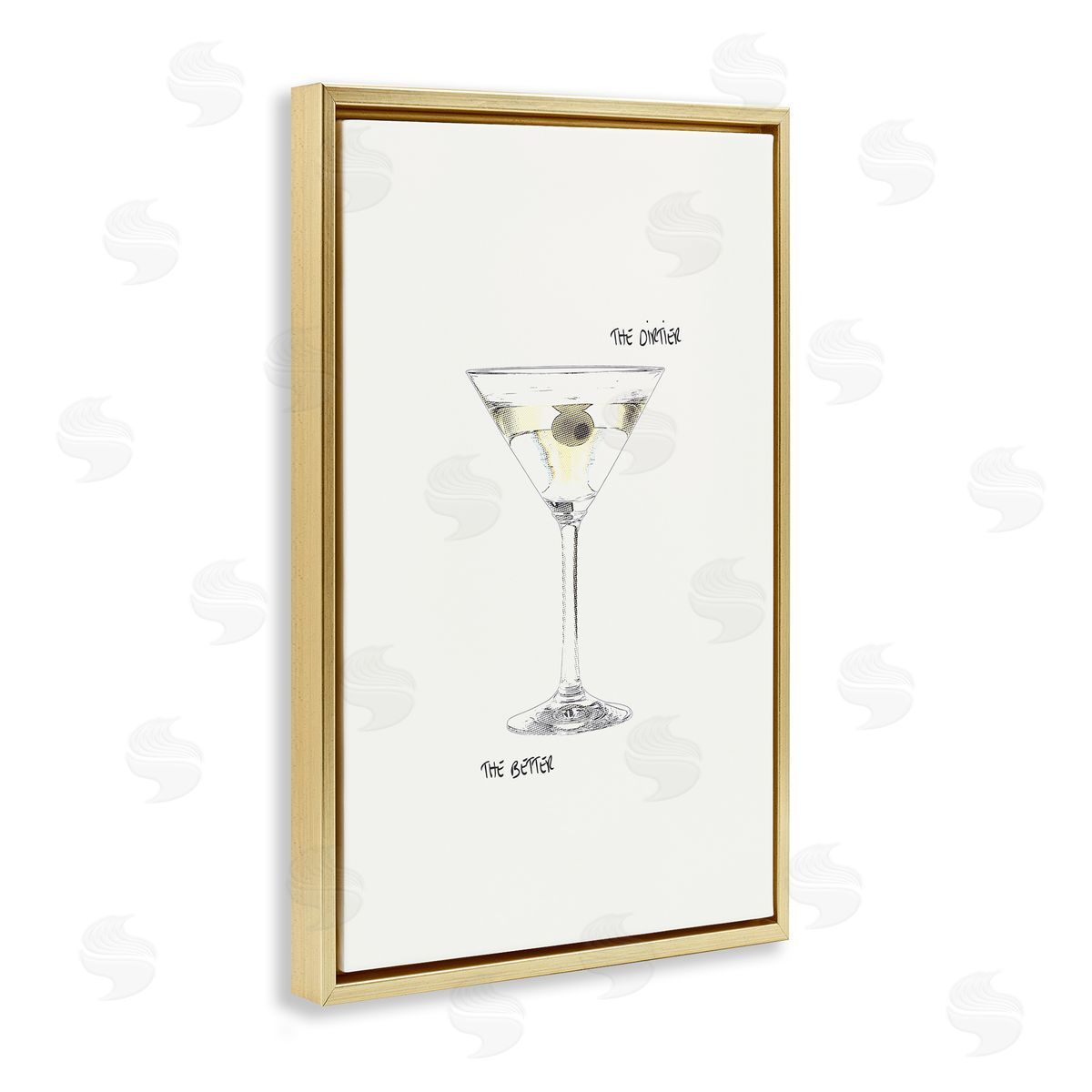 Dirtier The Better Martini Gold Floating Frame Canvas Wall Art, Home Decor by Graffi*tee Studios