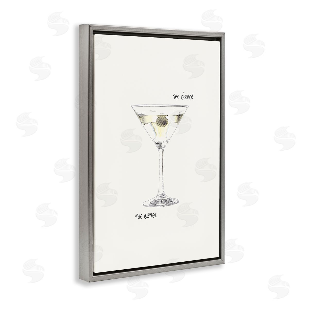Dirtier The Better Martini Grey Floating Frame Canvas Wall Art, Home Decor by Graffi*tee Studios