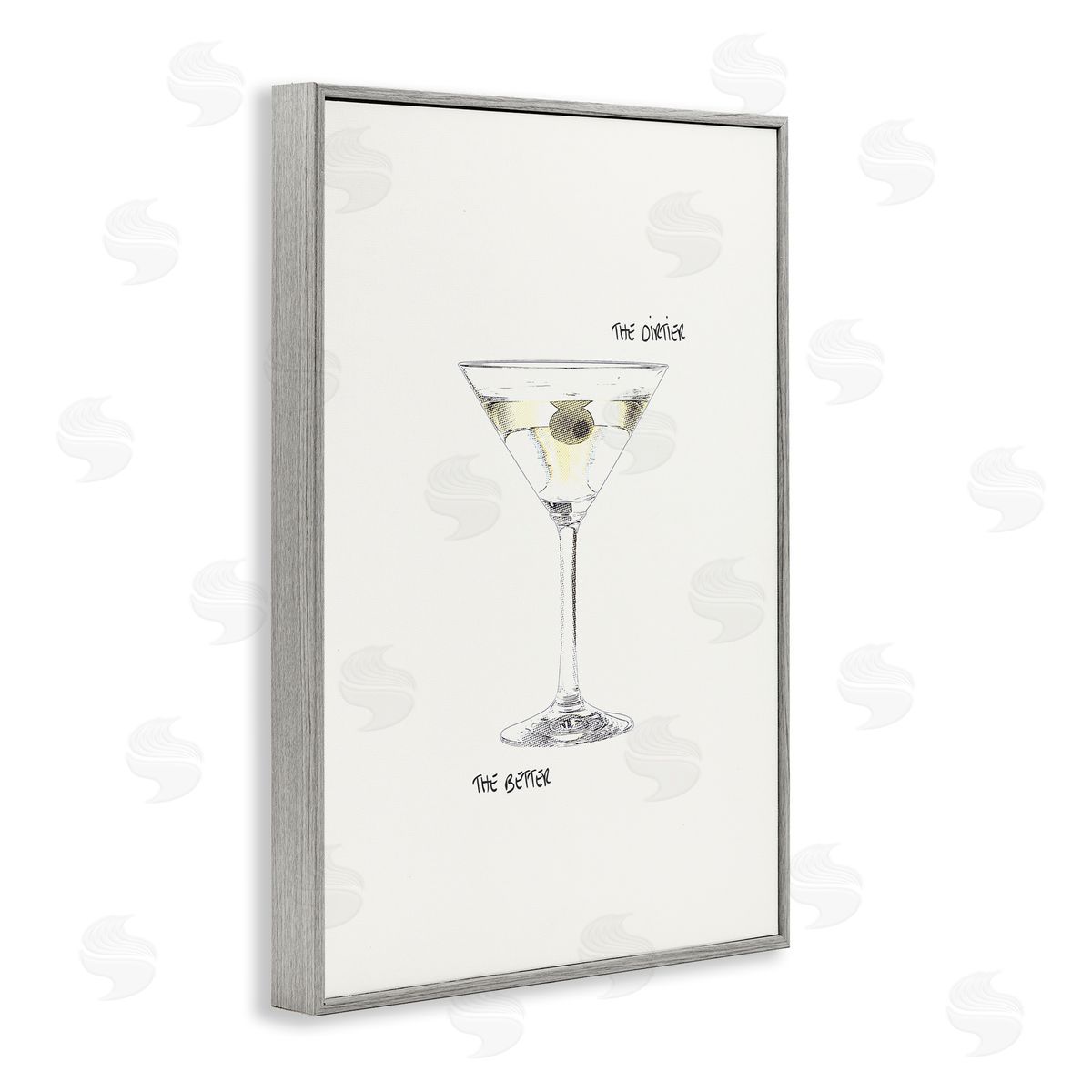 Dirtier The Better Martini Grey Frame Print Wall Art, Home Decor by Graffi*tee Studios