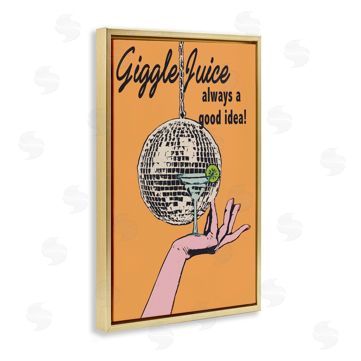 Giggle Juice Cocktail Gold Floating Frame Canvas Wall Art, Home Decor by Graffi*tee Studios