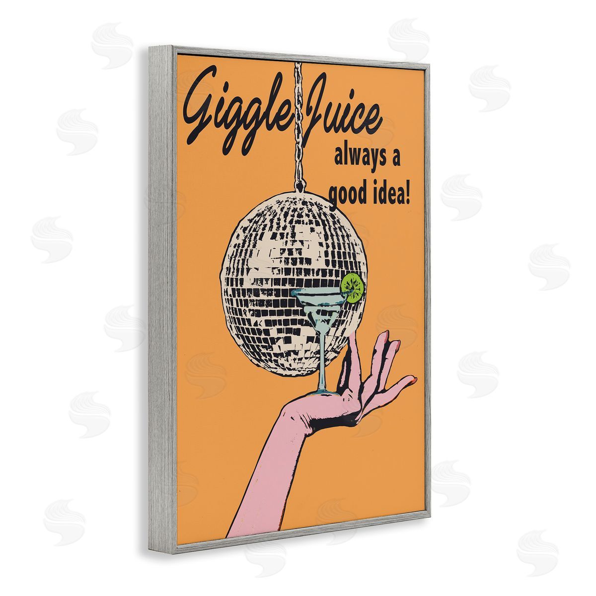 Giggle Juice Cocktail Grey Frame Print Wall Art, Home Decor by Graffi*tee Studios