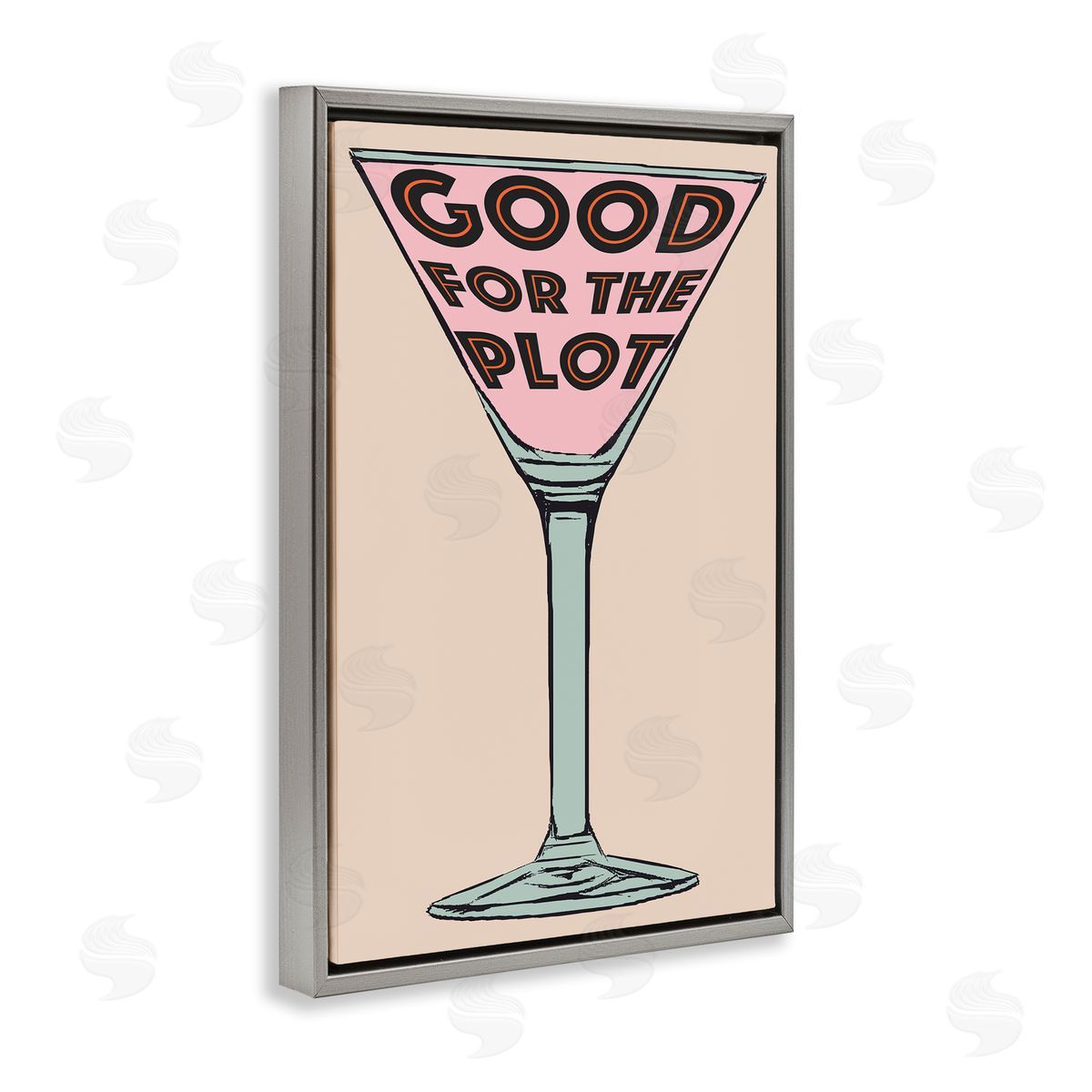 Good For The Plot Cocktail Grey Floating Frame Canvas Wall Art, Home Decor by Graffi*tee Studios