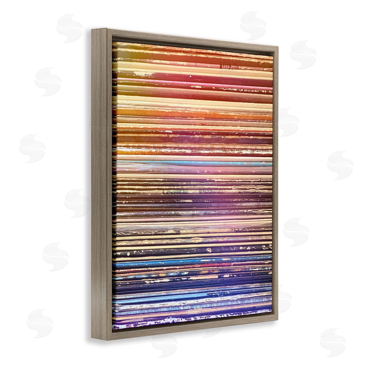 Music Album Record Edges Brown Floating Frame Canvas Wall Art, Home Decor by Graffi*tee Studios