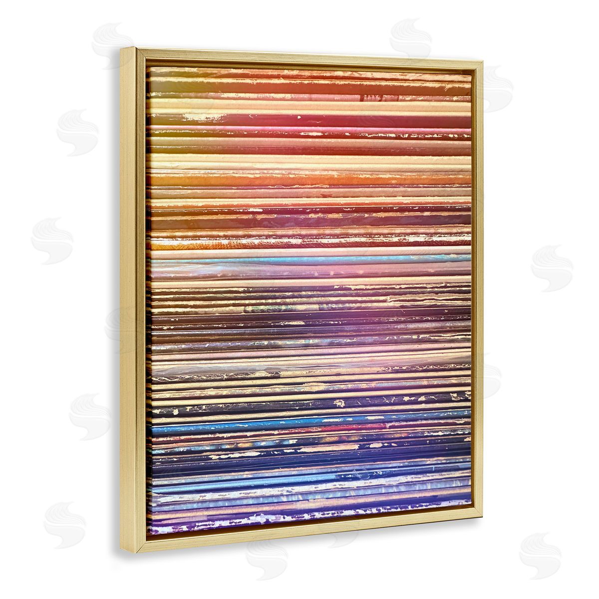 Music Album Record Edges Gold Floating Frame Canvas Wall Art, Home Decor by Graffi*tee Studios