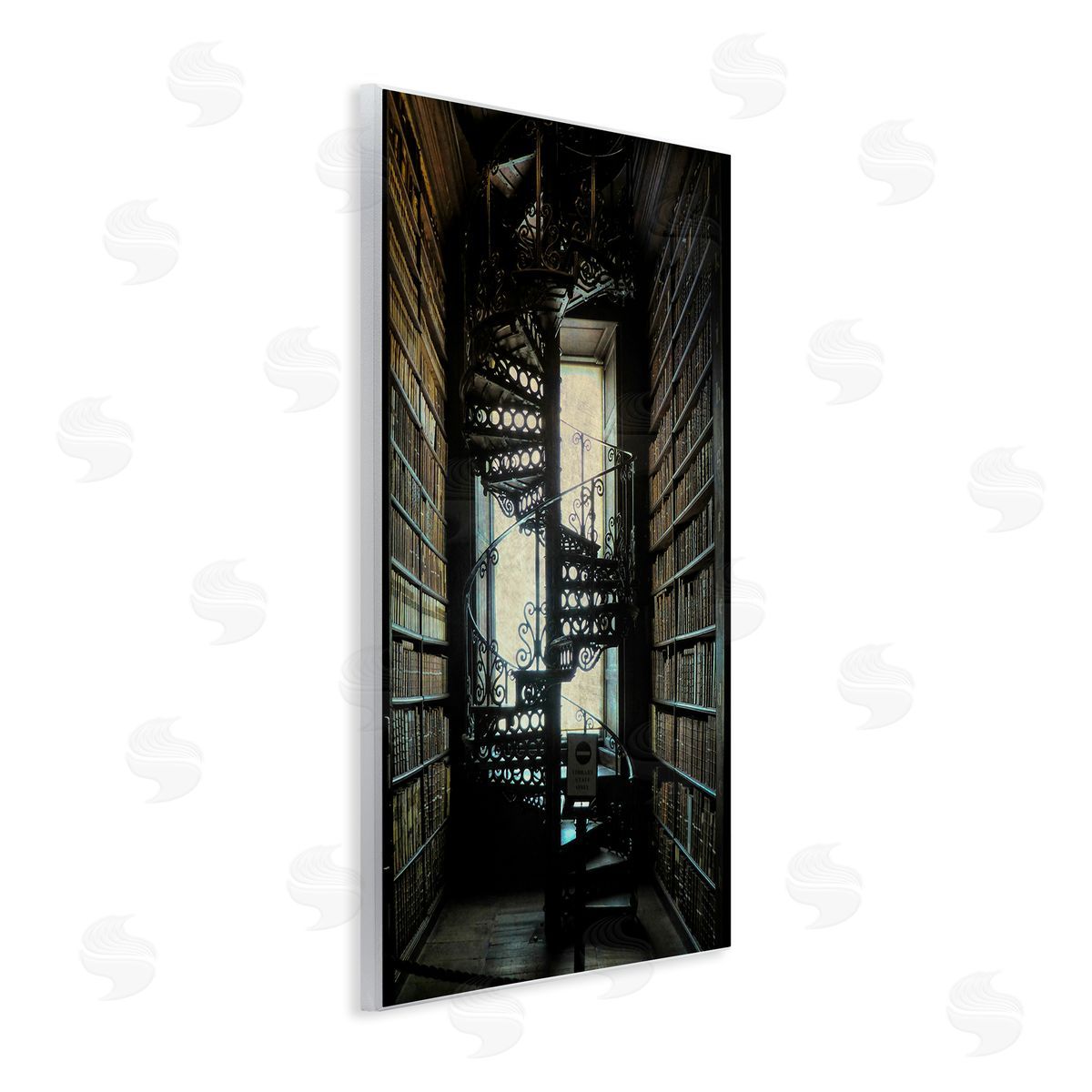 Vintage Library Spiral Stairs Wood Plaque Wall Art, Home Decor by Graffi*tee Studios