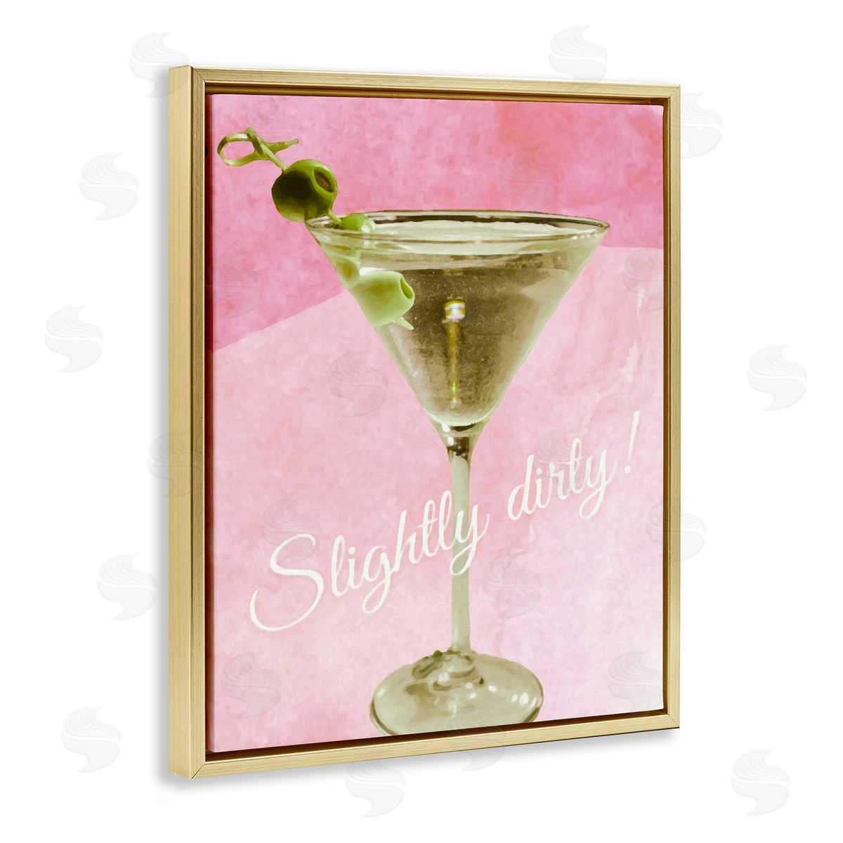 Slightly Dirty Martini Gold Floating Frame Canvas Wall Art, Home Decor by Graffi*tee Studios
