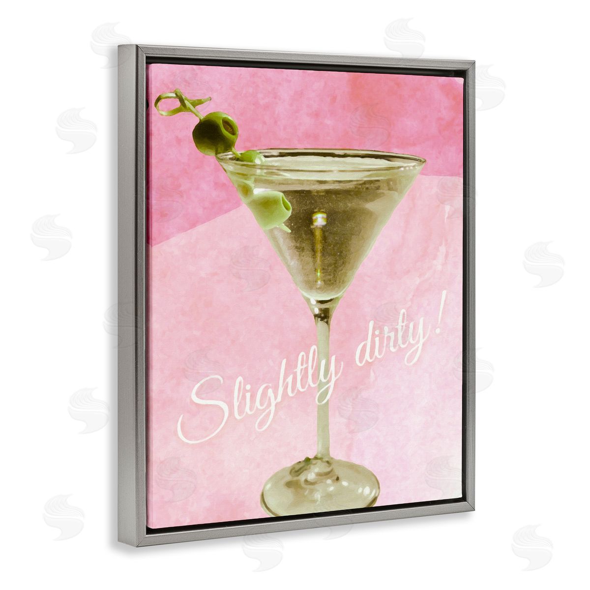 Slightly Dirty Martini Grey Floating Frame Canvas Wall Art, Home Decor by Graffi*tee Studios