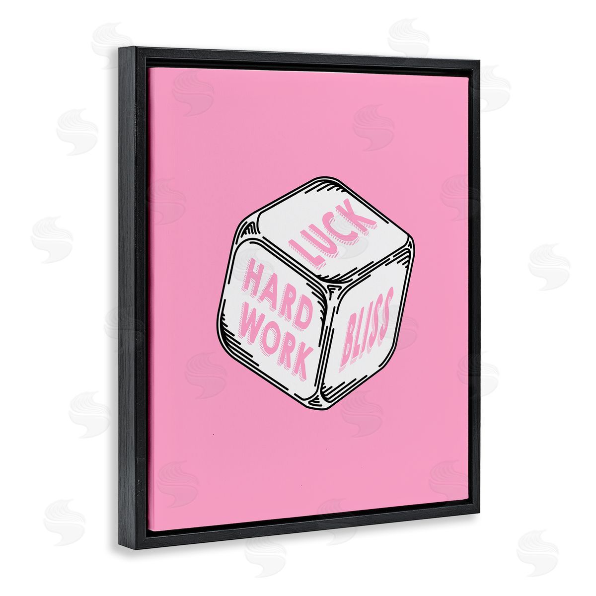 Pastel Pink Lucky Dice Black Floating Frame Canvas Wall Art, Home Decor by Graffi*tee Studios