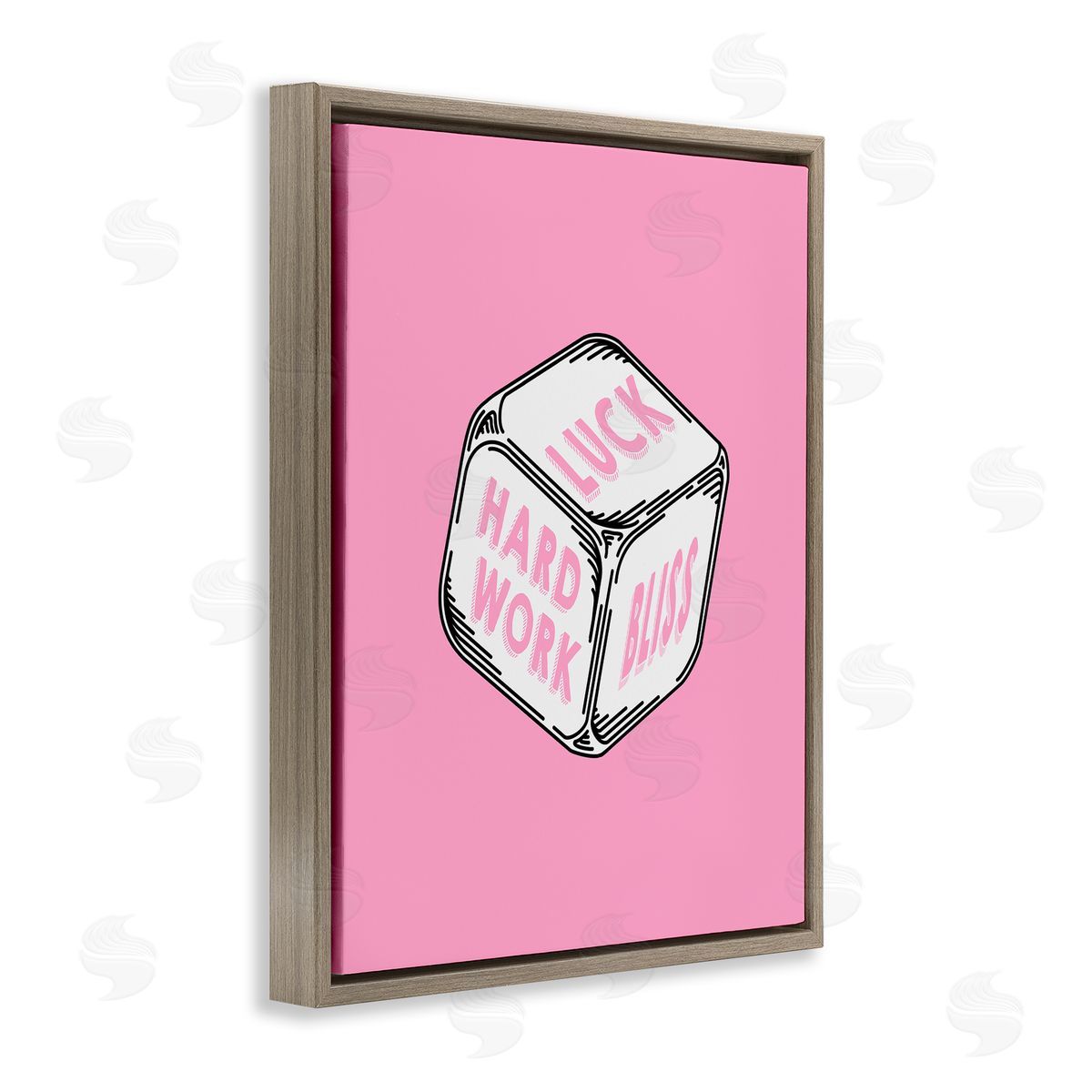Pastel Pink Lucky Dice Brown Floating Frame Canvas Wall Art, Home Decor by Graffi*tee Studios