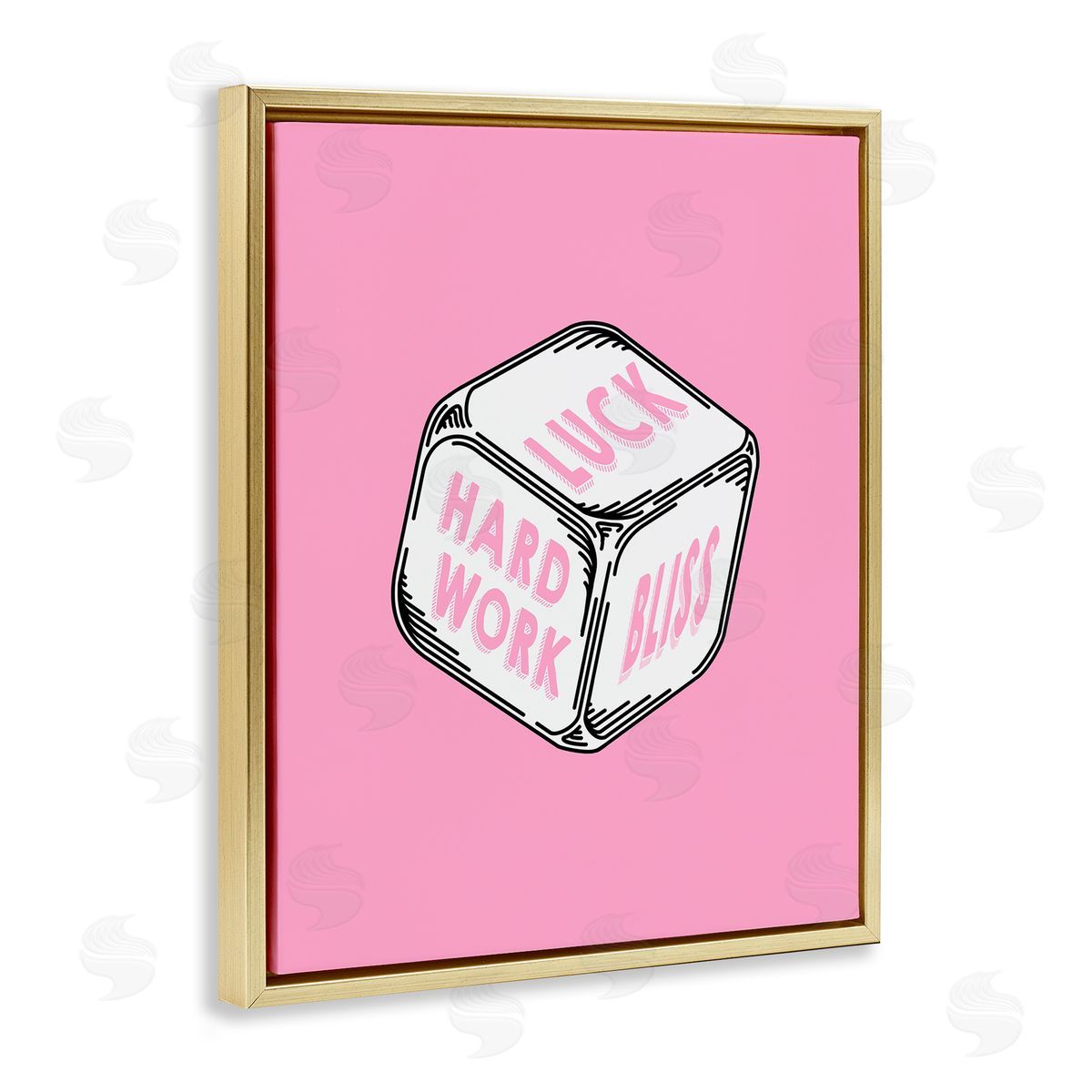 Pastel Pink Lucky Dice Gold Floating Frame Canvas Wall Art, Home Decor by Graffi*tee Studios