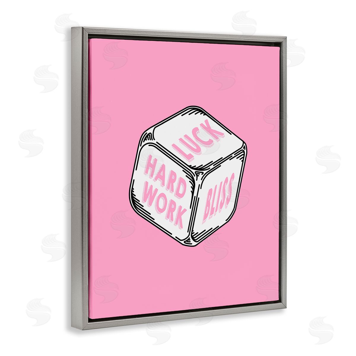 Pastel Pink Lucky Dice Grey Floating Frame Canvas Wall Art, Home Decor by Graffi*tee Studios