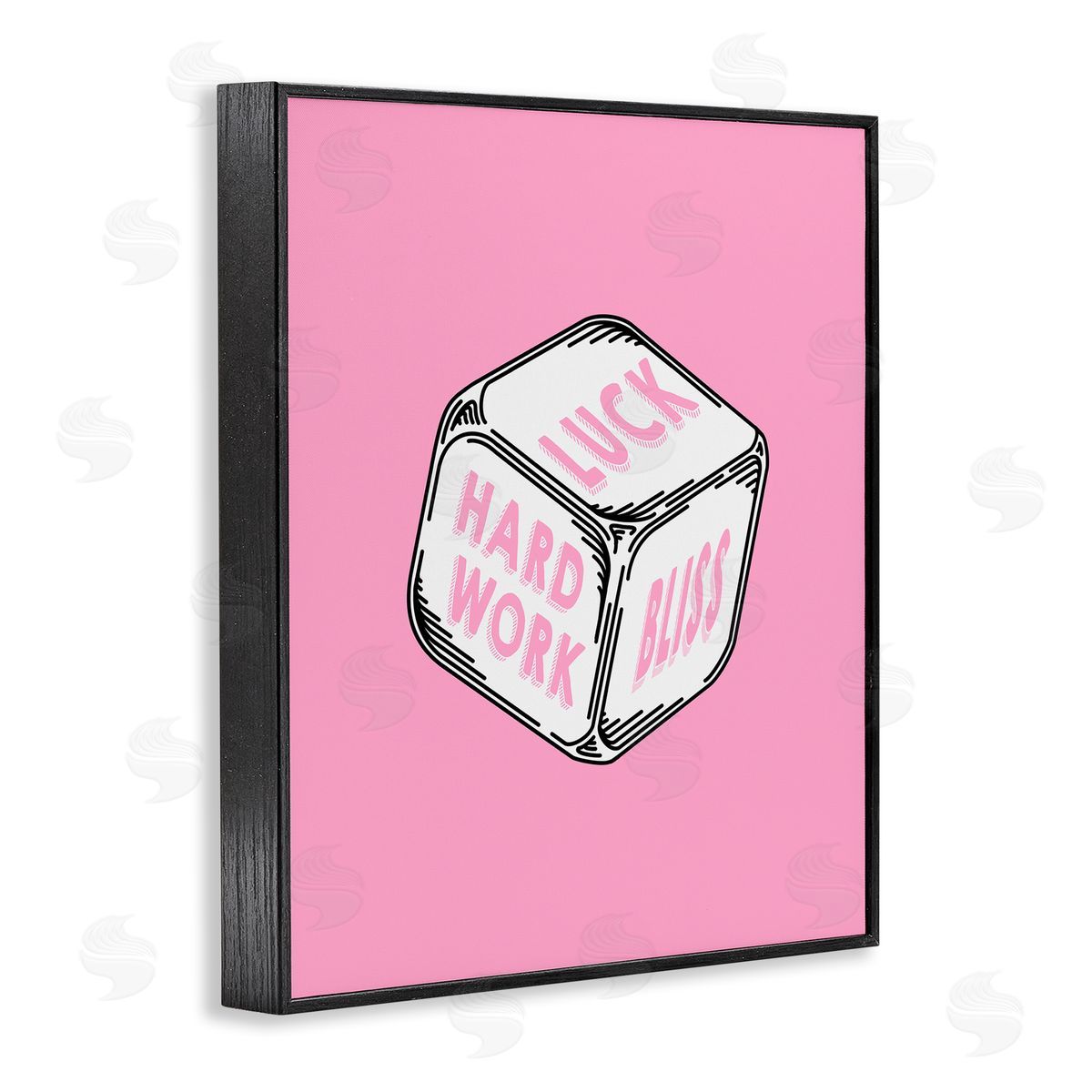 Pastel Pink Lucky Dice Black Frame Print Wall Art, Home Decor by Graffi*tee Studios