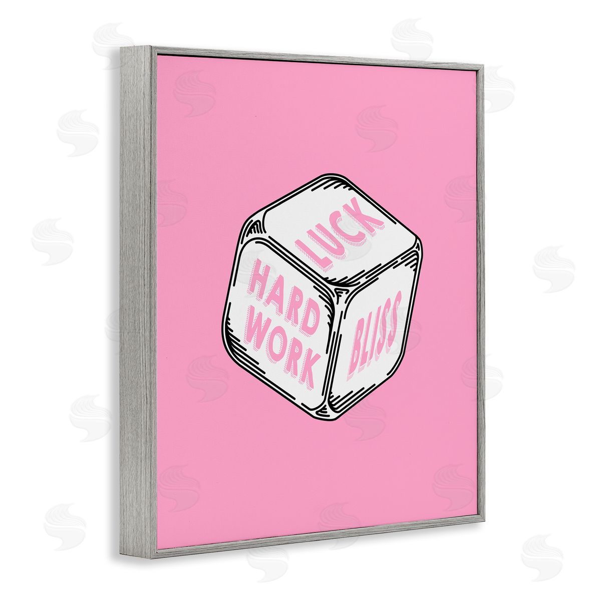 Pastel Pink Lucky Dice Grey Frame Print Wall Art, Home Decor by Graffi*tee Studios