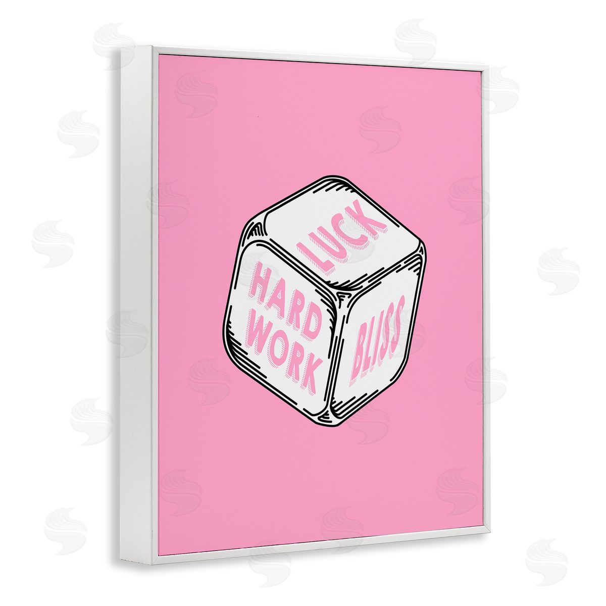 Pastel Pink Lucky Dice White Frame Print Wall Art, Home Decor by Graffi*tee Studios