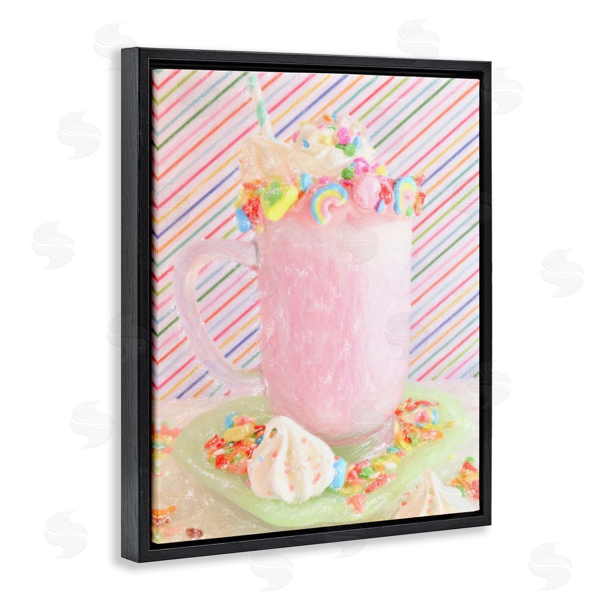 Sweet Dreams Milkshake Black Floating Frame Canvas Wall Art, Home Decor by Graffi*tee Studios