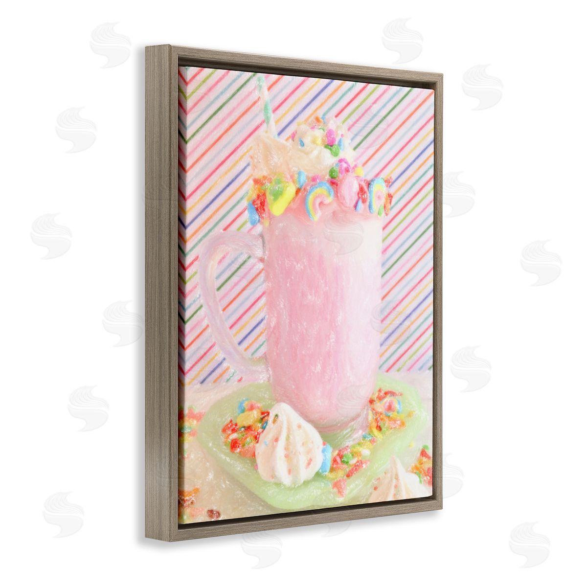 Sweet Dreams Milkshake Brown Floating Frame Canvas Wall Art, Home Decor by Graffi*tee Studios