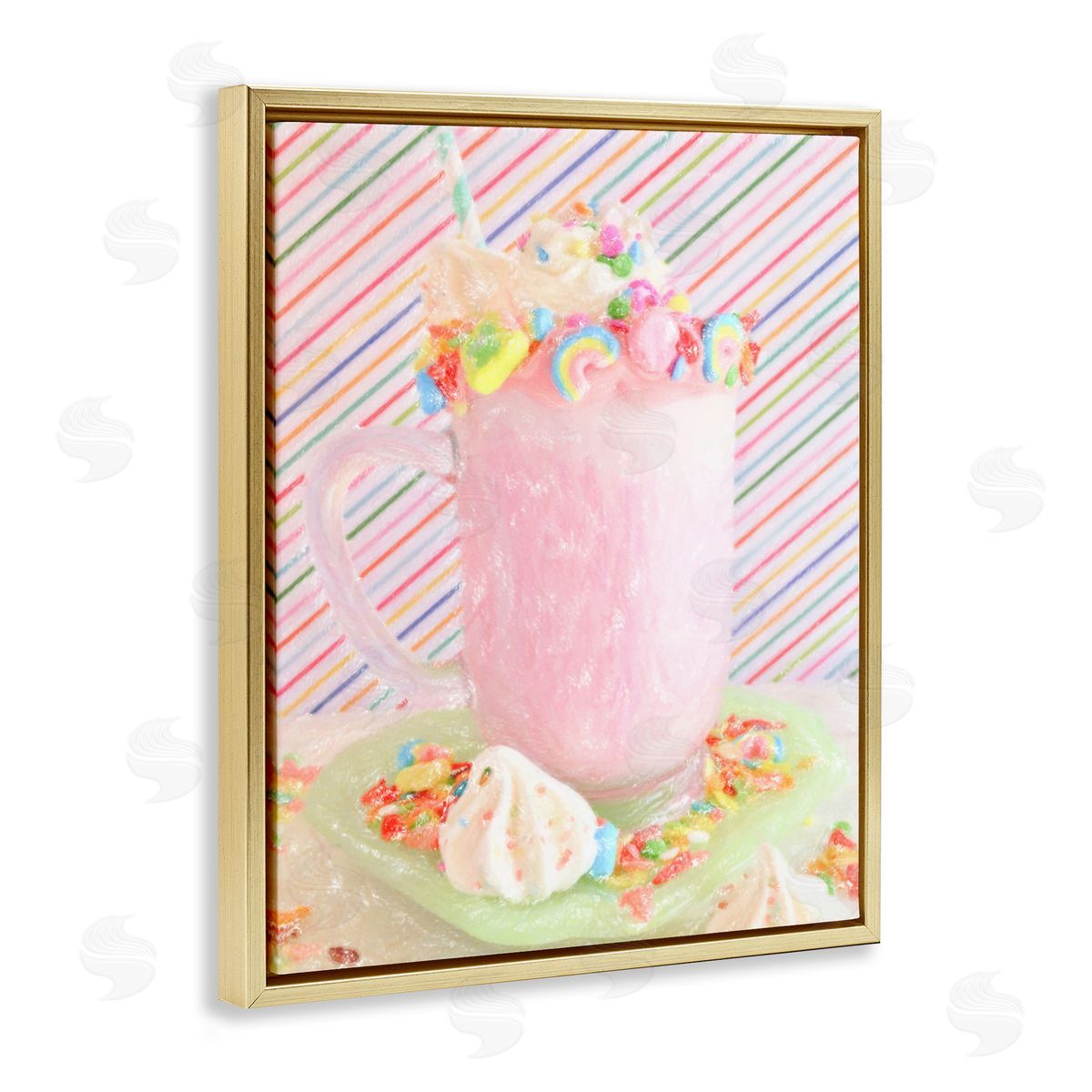 Sweet Dreams Milkshake Gold Floating Frame Canvas Wall Art, Home Decor by Graffi*tee Studios