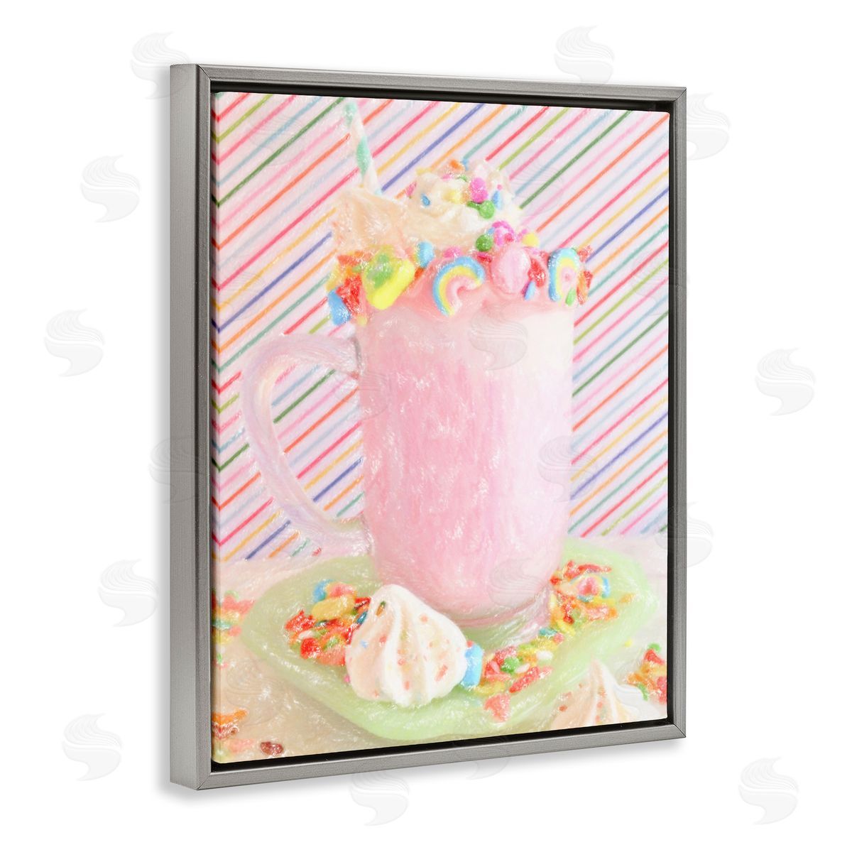 Sweet Dreams Milkshake Grey Floating Frame Canvas Wall Art, Home Decor by Graffi*tee Studios
