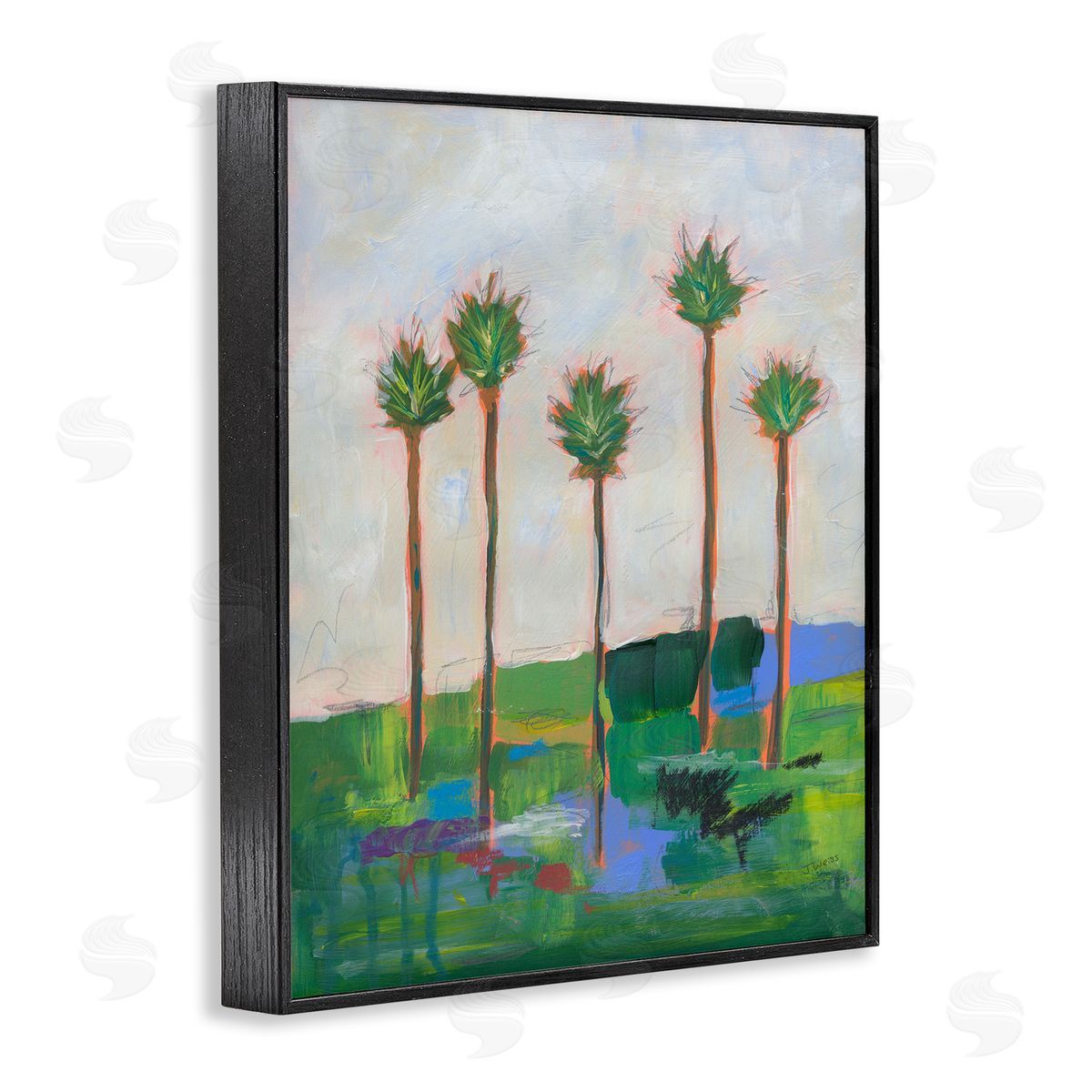 Tall Palms Impression Black Frame Print Wall Art, Home Decor by Jan Weiss
