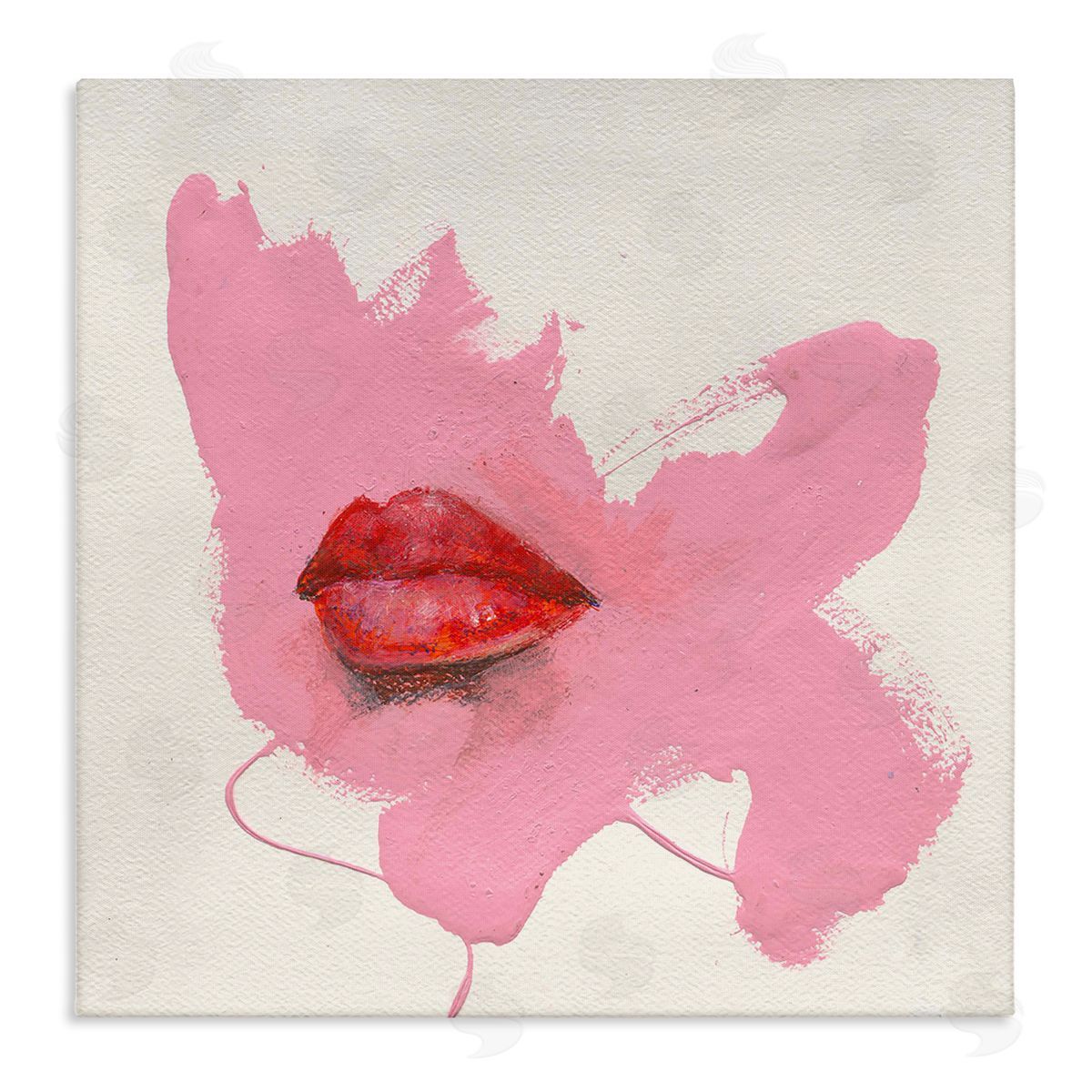 Red Lips on Pink Canvas Wall Art, Home Decor by Daniel Houston