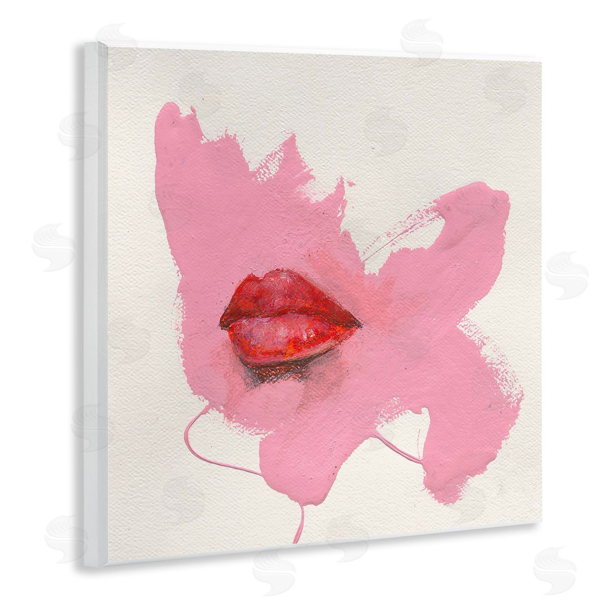 Red Lips on Pink Wood Plaque Wall Art, Home Decor by Daniel Houston