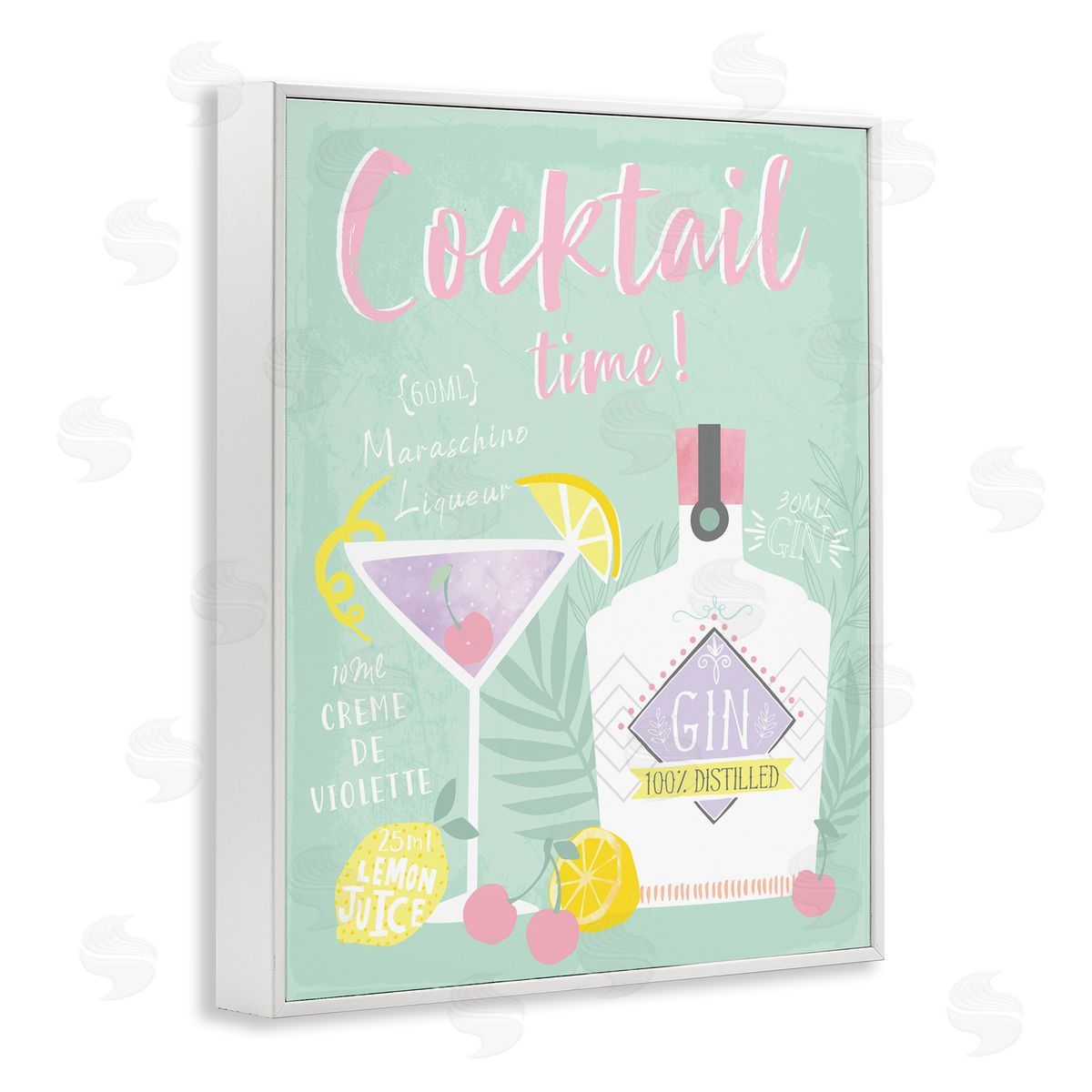 Cocktail Time with Recipe White Frame Print Wall Art, Home Decor by Angela Nickeas