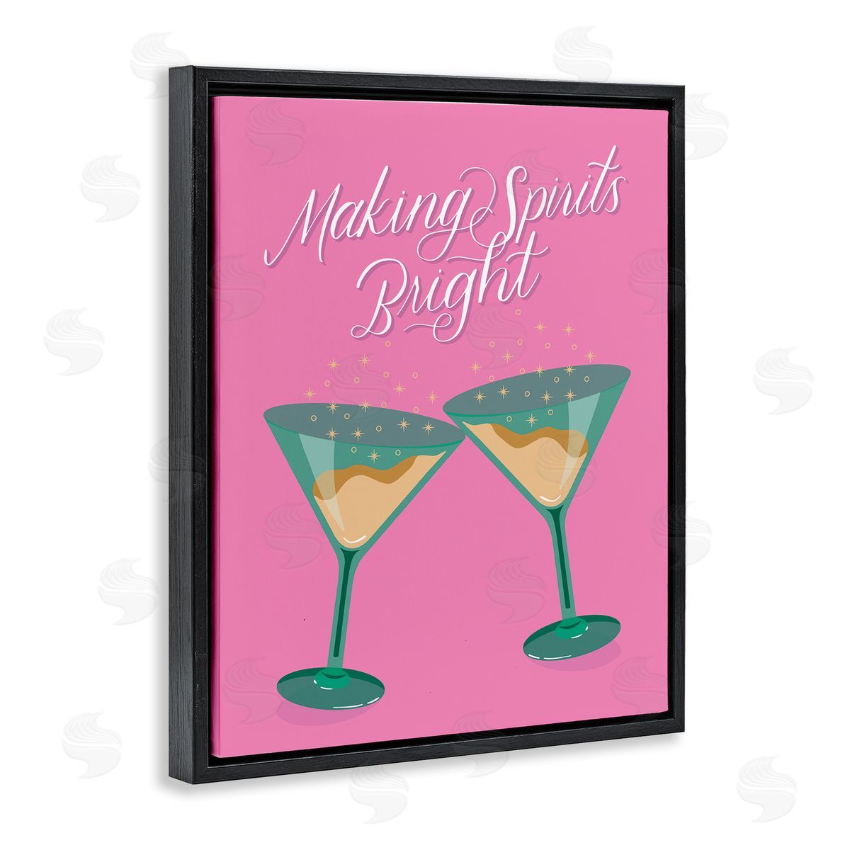 Making Spirits Bright Cocktails Black Floating Frame Canvas Wall Art, Home Decor by Hey Bre! Creative Studio