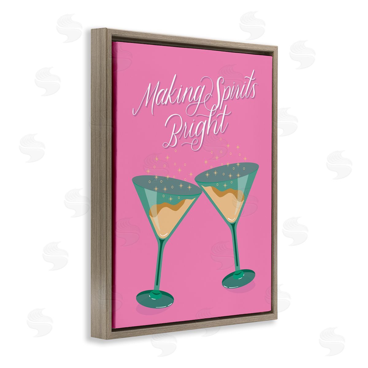 Making Spirits Bright Cocktails Brown Floating Frame Canvas Wall Art, Home Decor by Hey Bre! Creative Studio