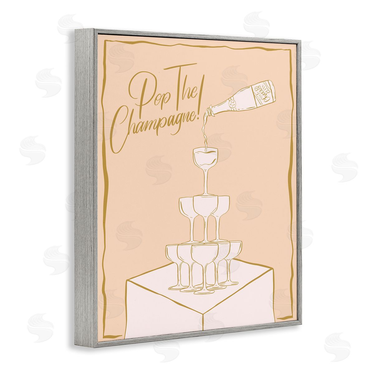 Pop The Champagne Phrase Grey Frame Print Wall Art, Home Decor by Hey Bre! Creative Studio