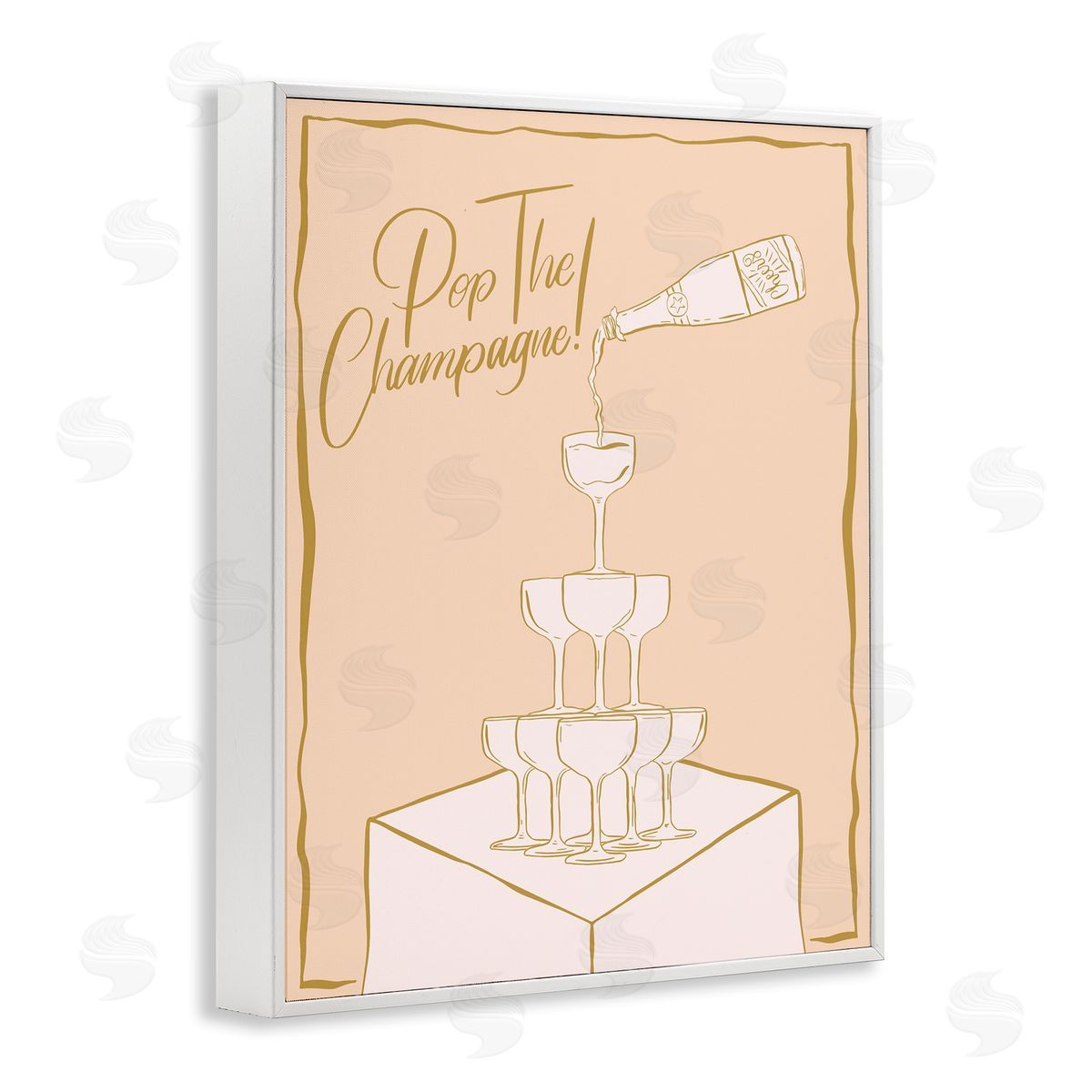 Pop The Champagne Phrase White Frame Print Wall Art, Home Decor by Hey Bre! Creative Studio