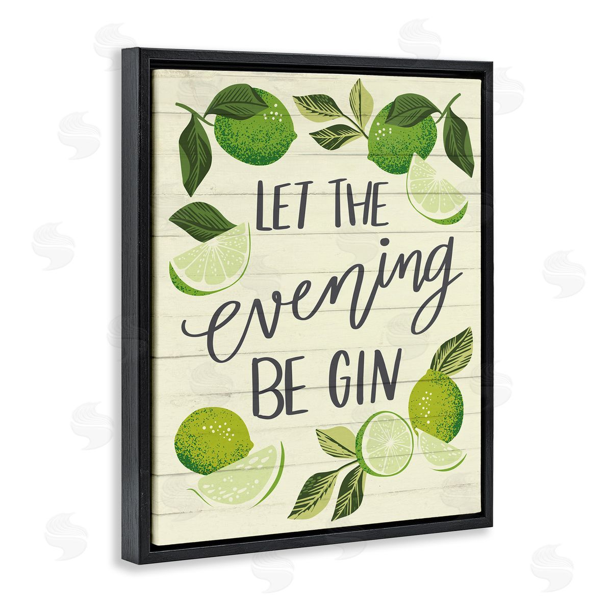 Let Evening Be Gin Black Floating Frame Canvas Wall Art, Home Decor by Caroline Alfreds