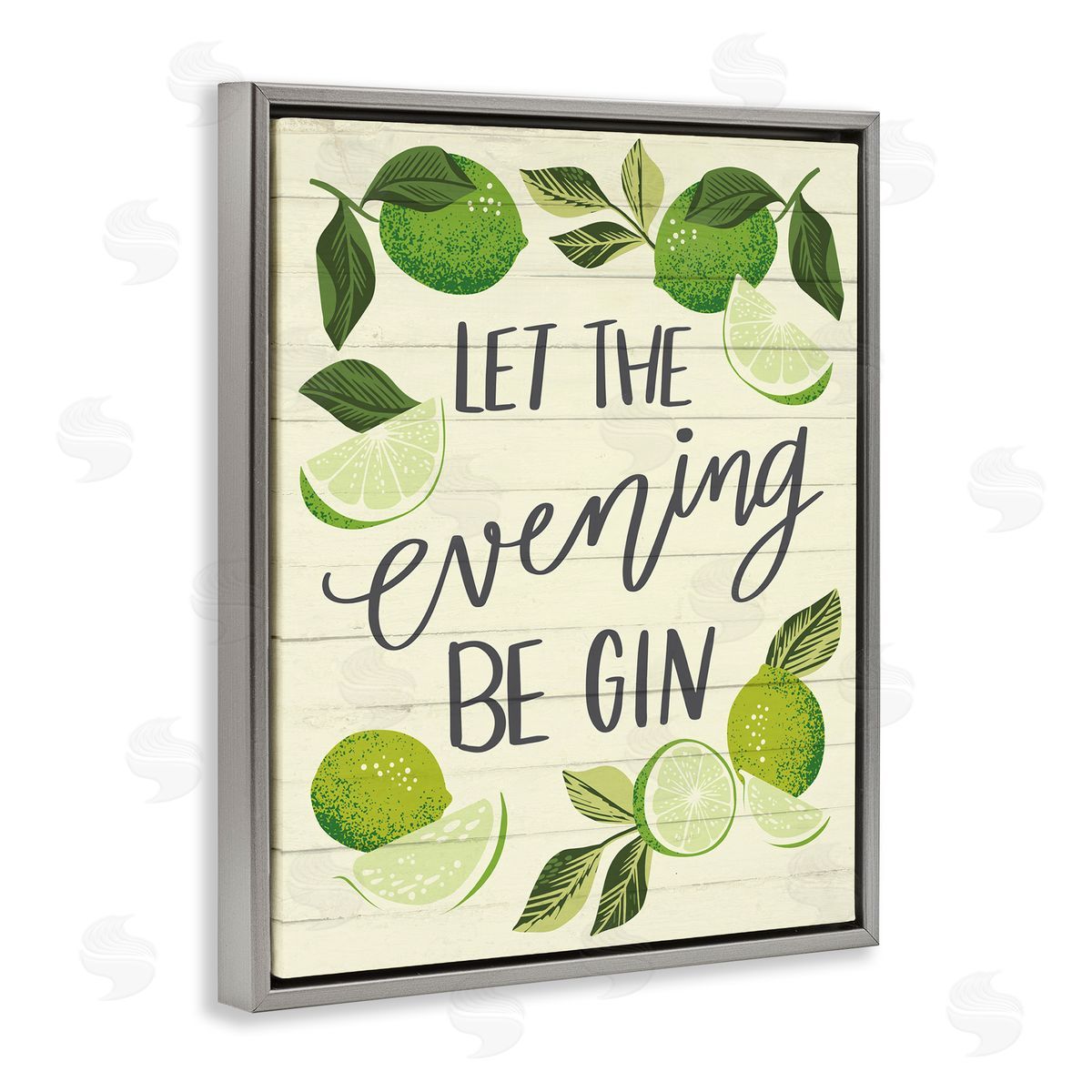 Let Evening Be Gin Grey Floating Frame Canvas Wall Art, Home Decor by Caroline Alfreds