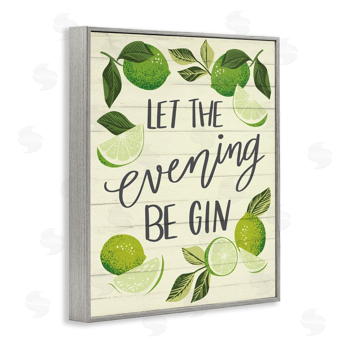 Let Evening Be Gin Grey Frame Print Wall Art, Home Decor by Caroline Alfreds