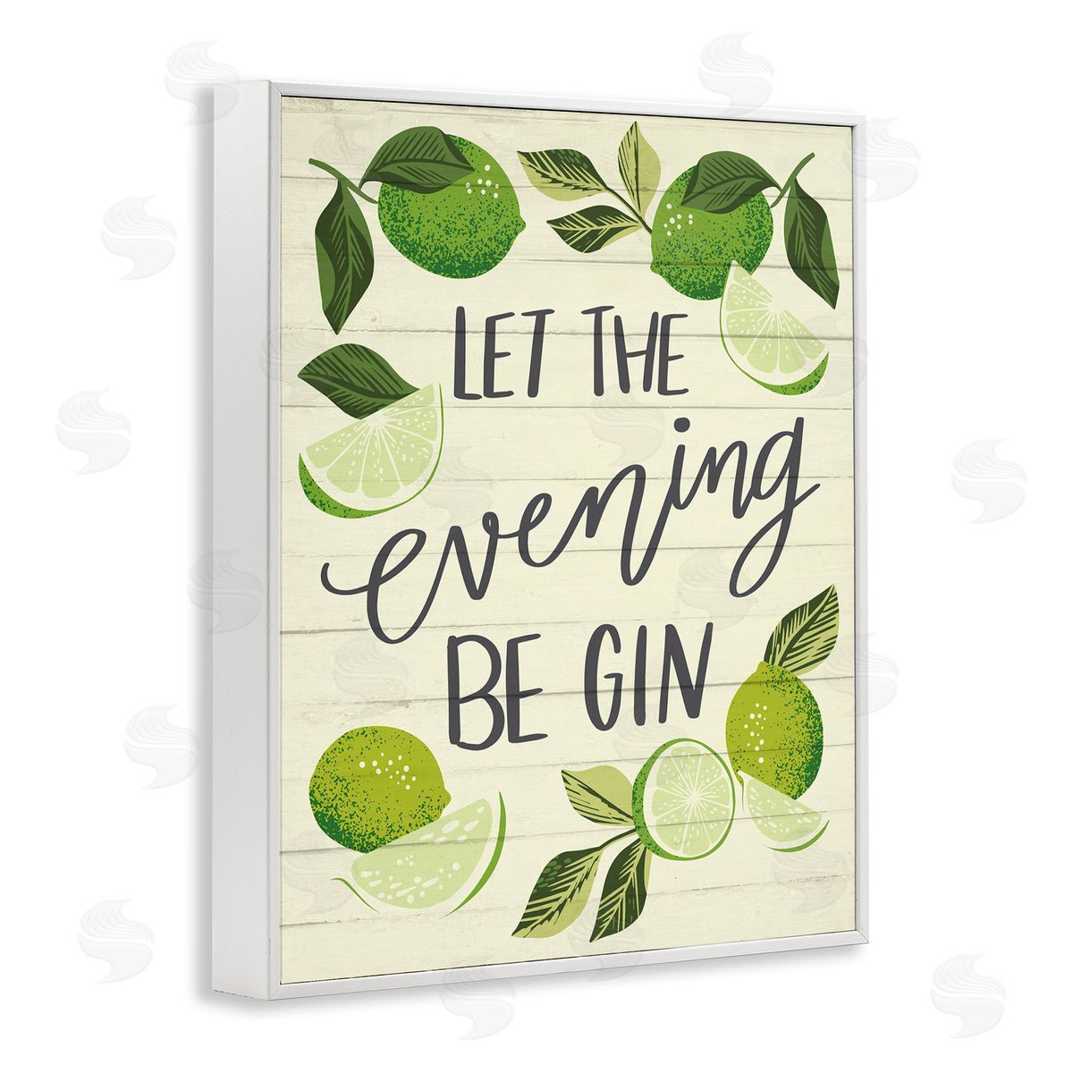 Let Evening Be Gin White Frame Print Wall Art, Home Decor by Caroline Alfreds
