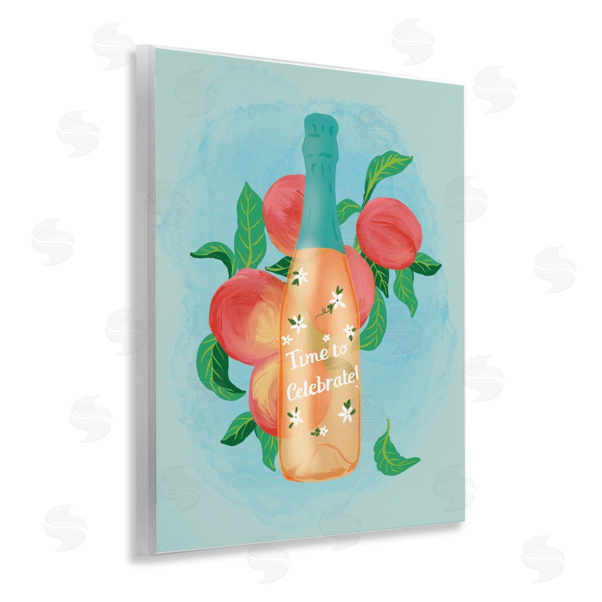 Champagne with Budding Blooms Wood Plaque Wall Art, Home Decor by Be Ni La