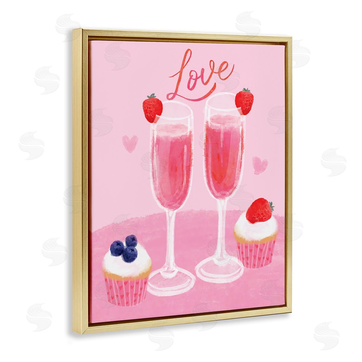 Valentine's Twin Champagne Gold Floating Frame Canvas Wall Art, Home Decor by Be Ni La