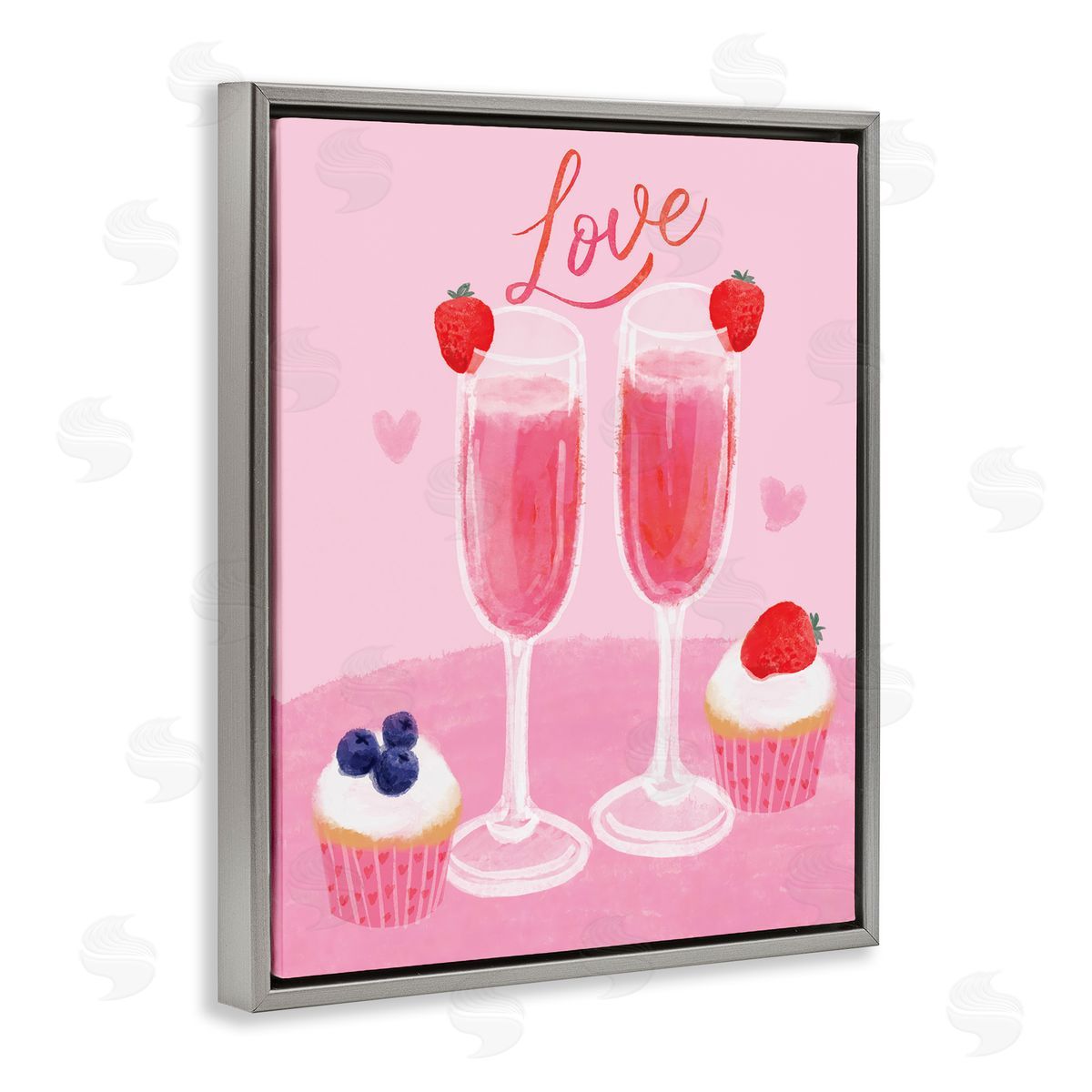 Valentine's Twin Champagne Grey Floating Frame Canvas Wall Art, Home Decor by Be Ni La
