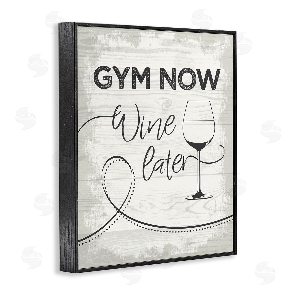 Gym Now Wine Later Black Frame Print Wall Art, Home Decor by Jennifer Ellory