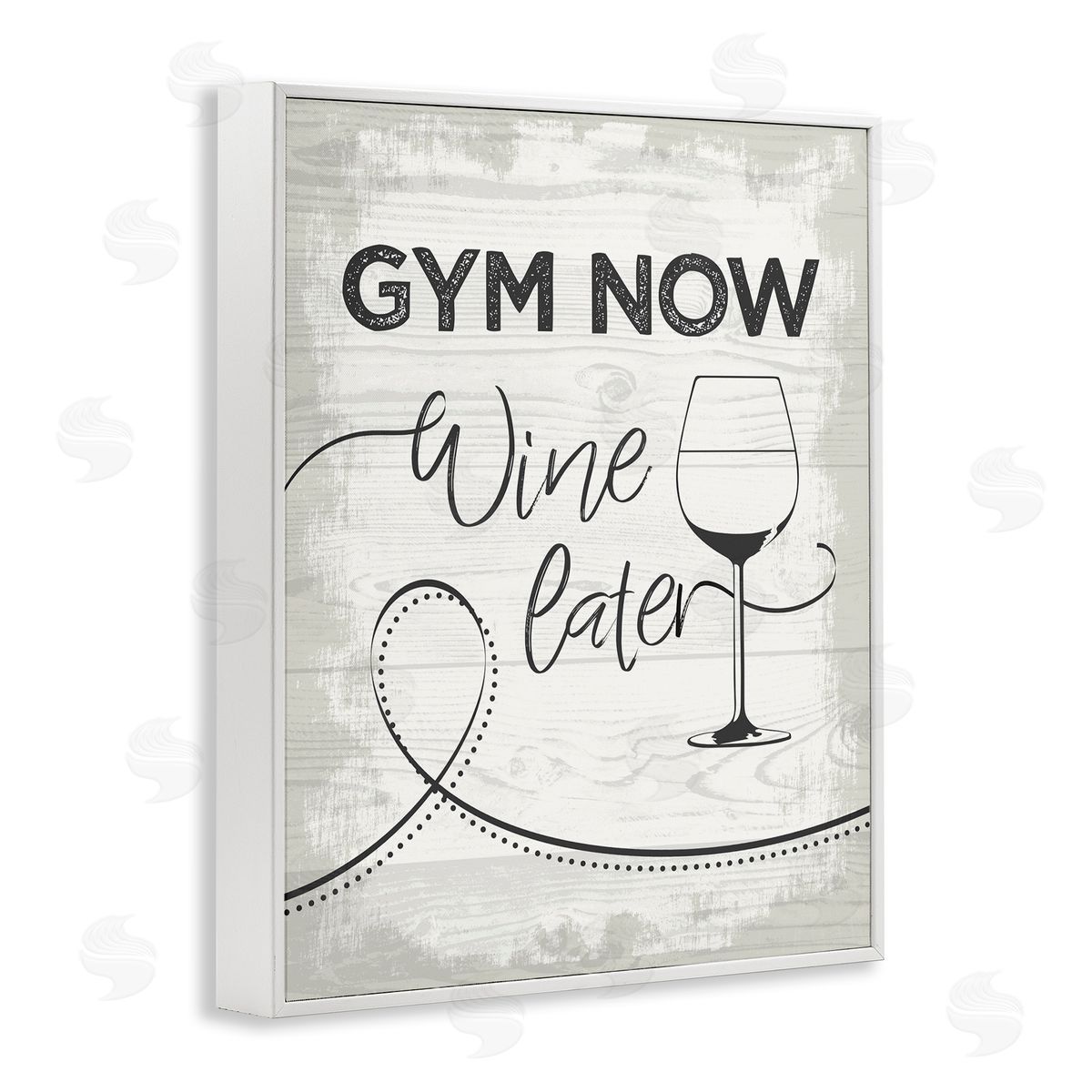 Gym Now Wine Later White Frame Print Wall Art, Home Decor by Jennifer Ellory