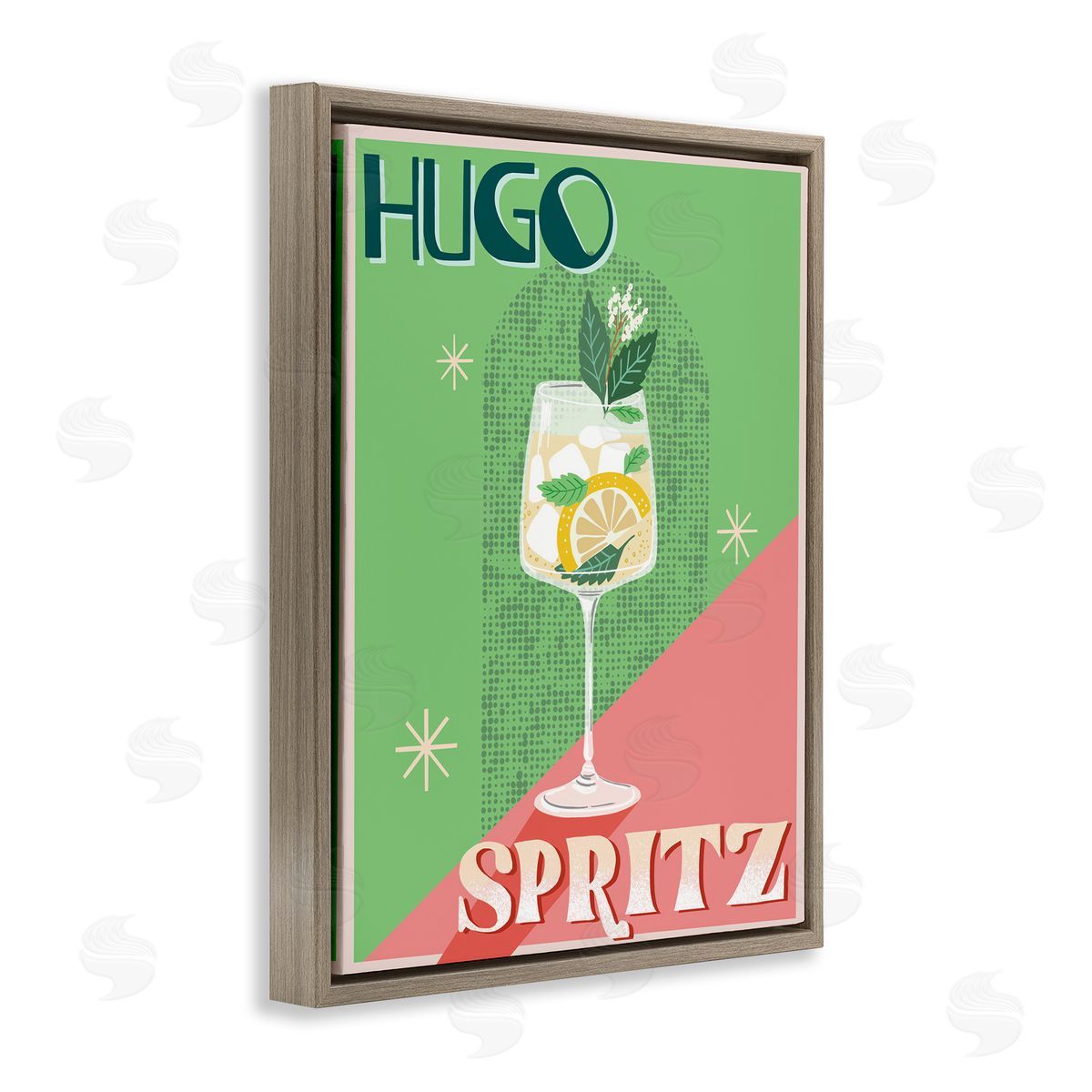 Hugo Spritz Cocktail Brown Floating Frame Canvas Wall Art, Home Decor by Jo Reid
