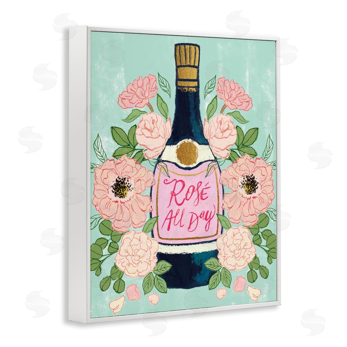 Rose All Day Champagne White Frame Print Wall Art, Home Decor by Joy Ting
