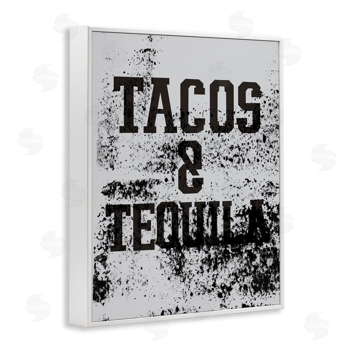 Tacos & Tequila with Splatter White Frame Print Wall Art, Home Decor by Jessica Weifle
