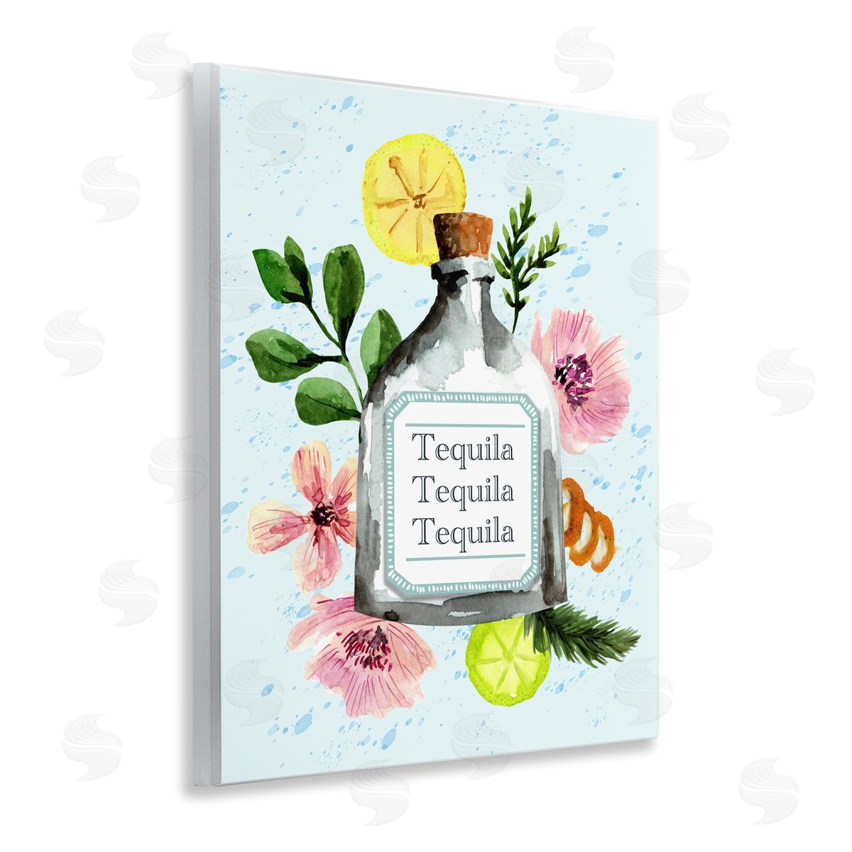 Floral Tequila Bottle Wood Plaque Wall Art, Home Decor by Kate Eldridge