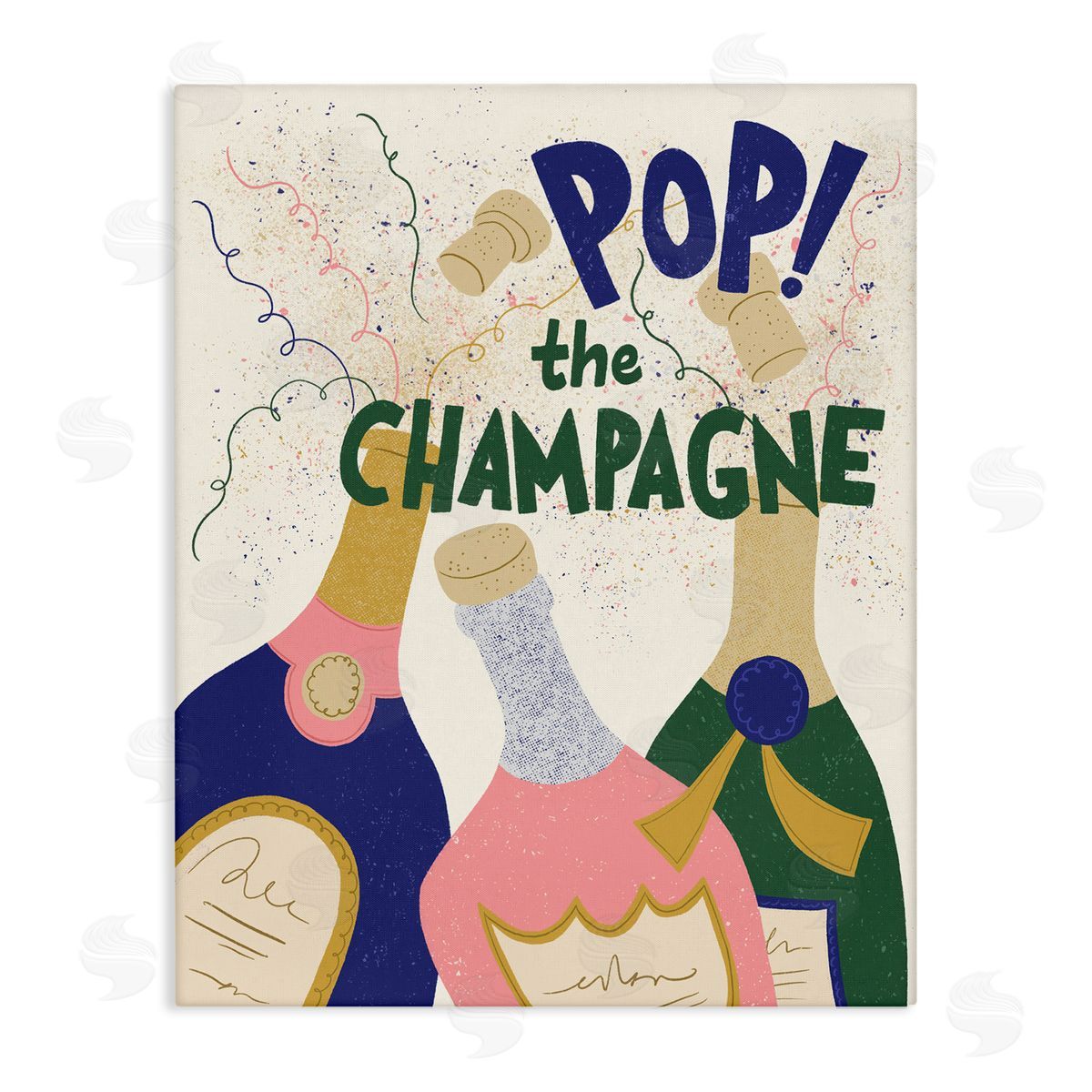 Pop The Champagne Celebrate Canvas Wall Art, Home Decor by Kristina Hultkrantz