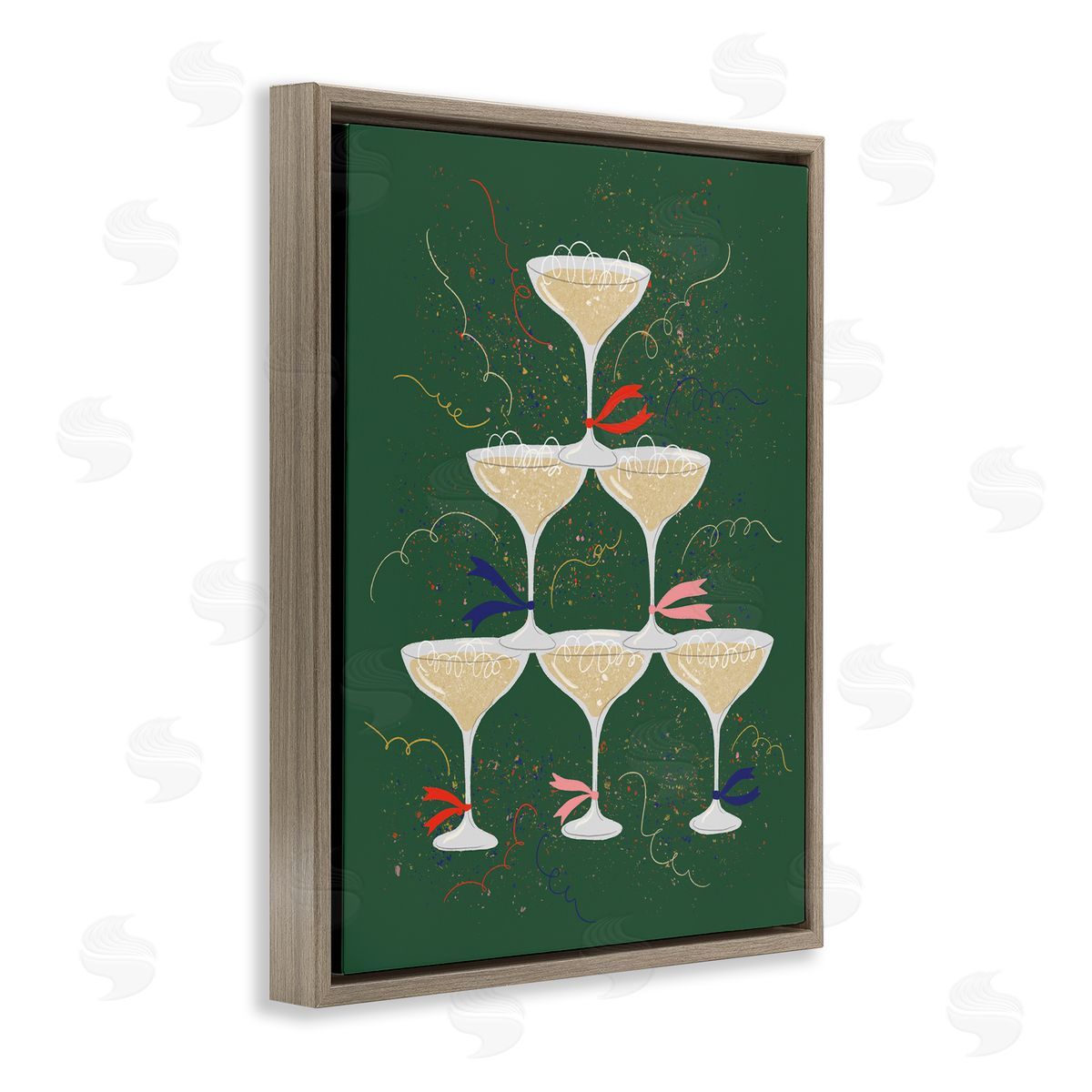 Celebration Drinks Tower Brown Floating Frame Canvas Wall Art, Home Decor by Kristina Hultkrantz